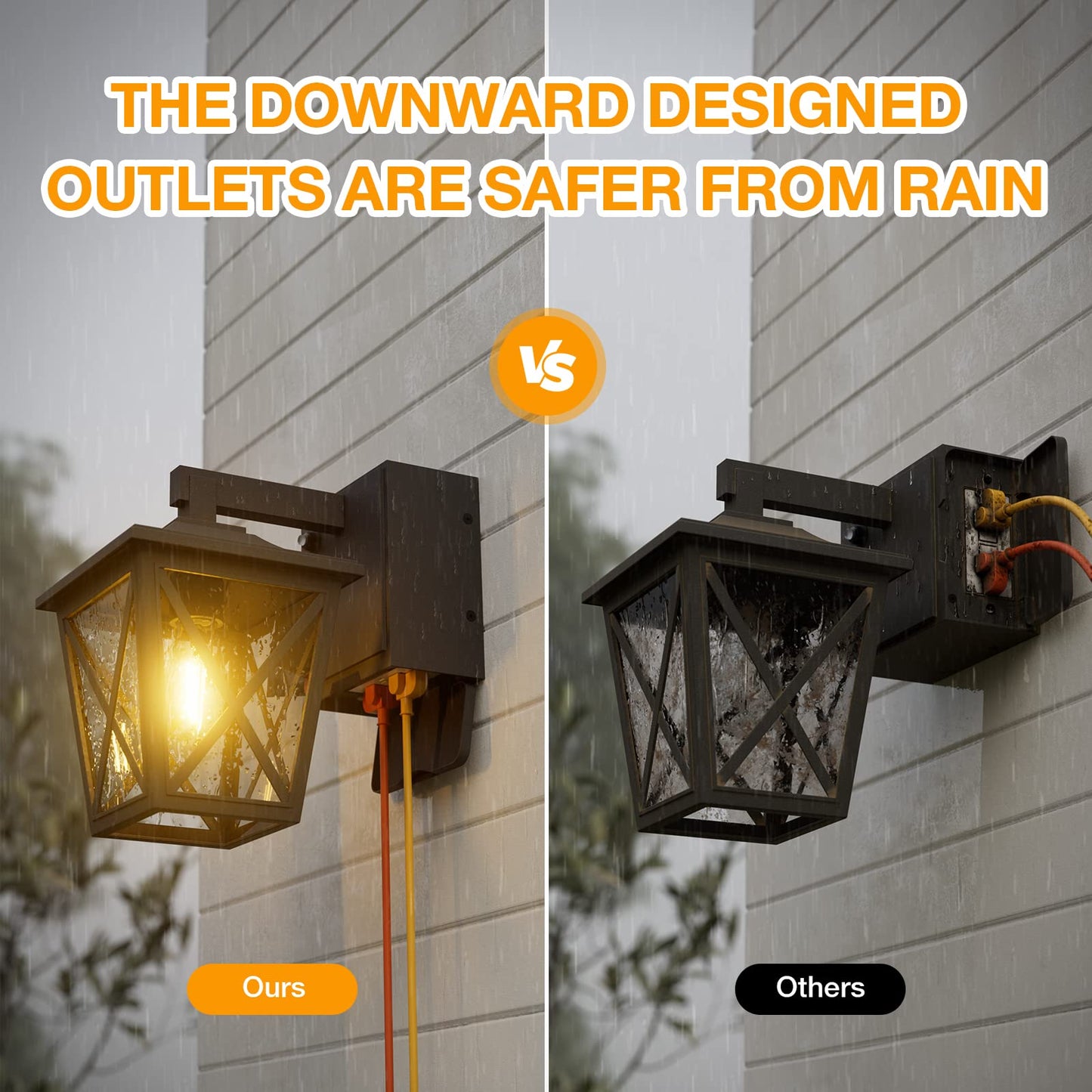 Ehaho Porch Lights with Outlet, Dusk to Dawn Outdoor Light with Outlet Built-in, Waterproof Anti-Rust Lantern Outside Light with GFCI Outlet, Wall Sconce Light with Plug for Front Door