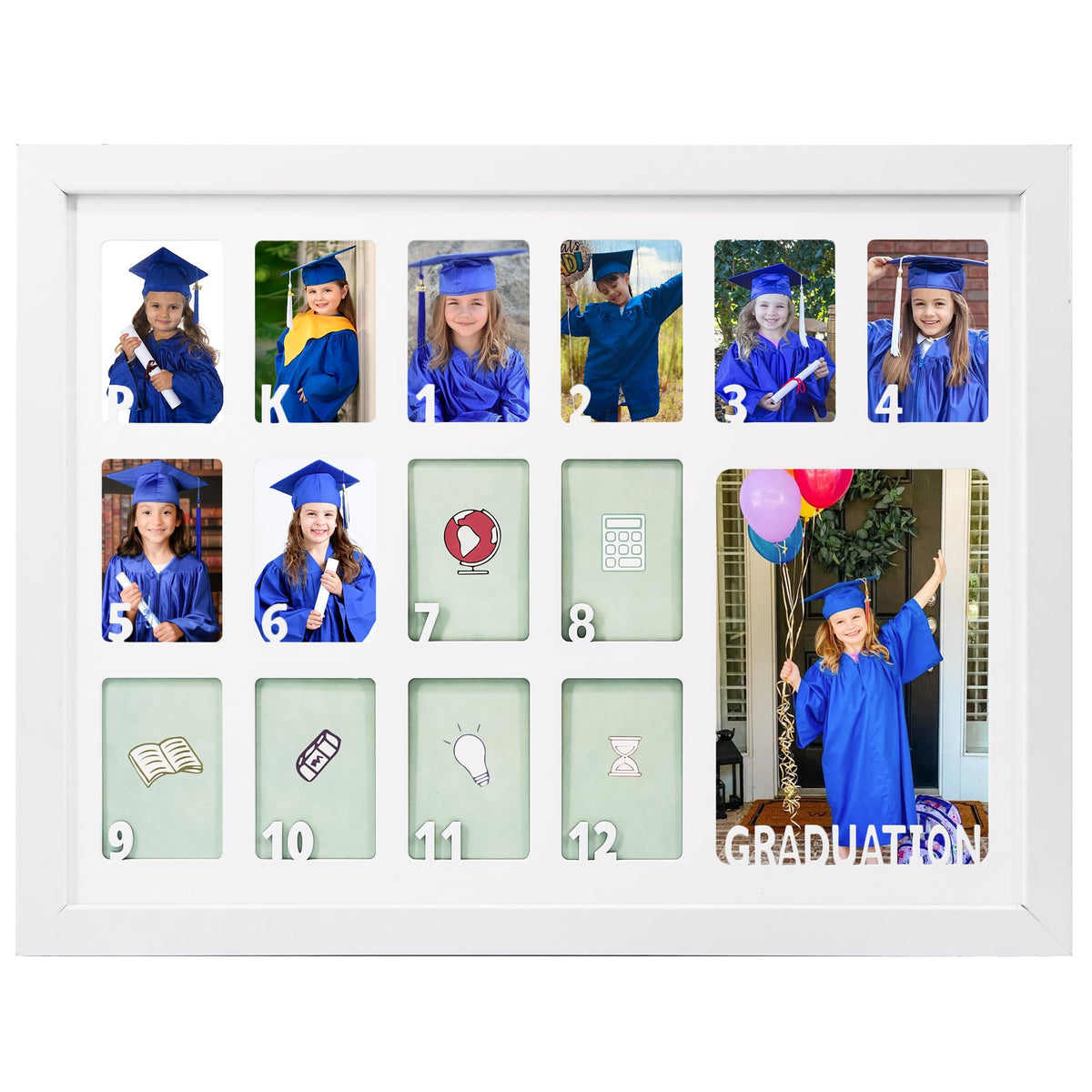 GMFrames School Days Photo Frames Prek-12x16 for Pre-School & Kindergarten to 12th Grade White 2 Pack