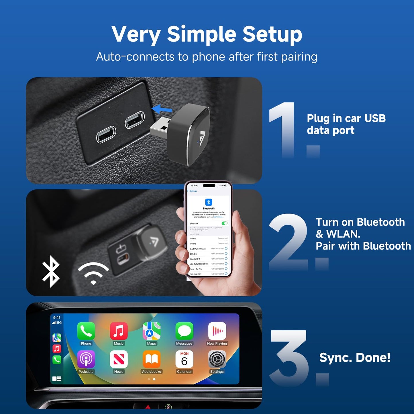 D7 Mini Wireless CarPlay & Android Auto Adapter 2-in-1, 2026, Alloy Shell, Compatible with 2016+ Factory-installed Wired CarPlay/Android Auto Car, Plug & Play Car Play Dongle for iPhone & AndroidPhone