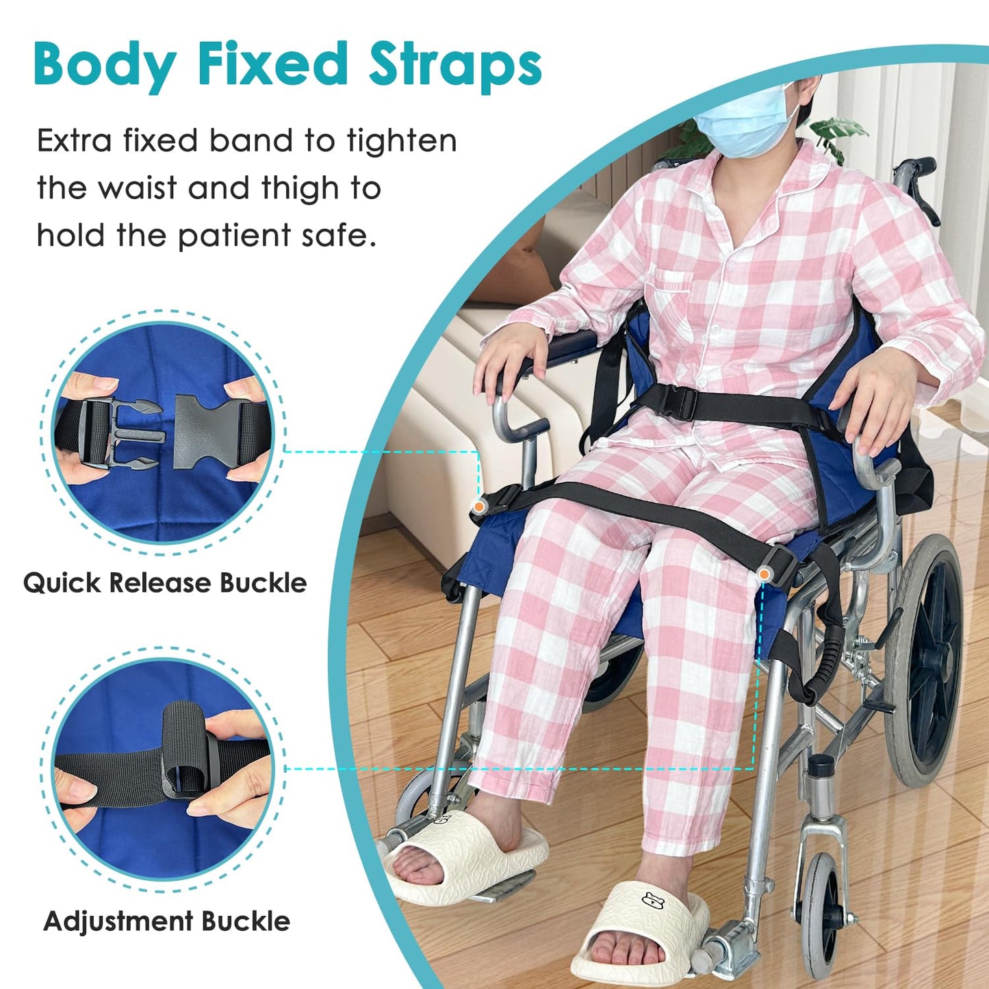 Patient Lift Transfer Belt From Bed To Wheelchair Stair Transfer Emergency Evacuation Chair Pad Safety Medical Lifting Sling Slide Board Transferring For Elderly, Disabled, Adults (Blue - 4 Handles)