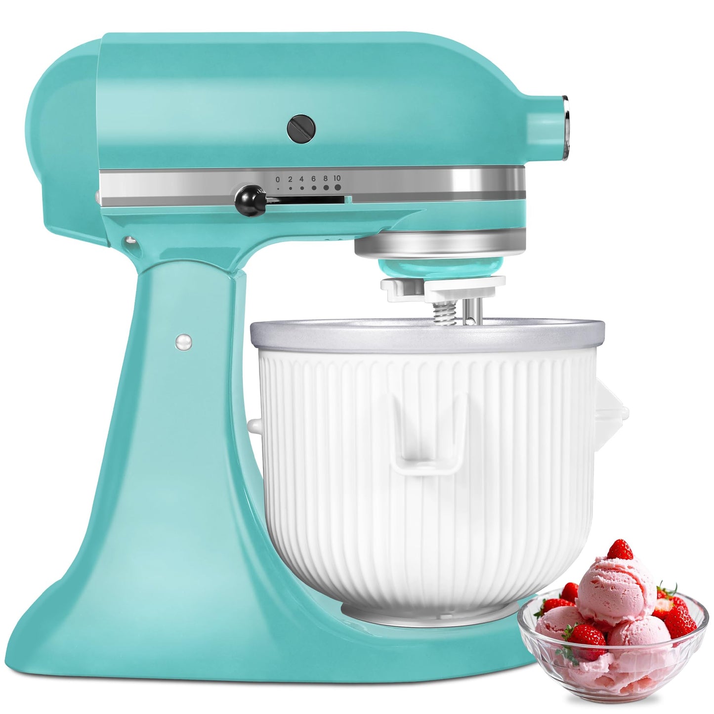 Ice Cream Maker Attachment for KitchenAid Stand Mixer, Kithcen aid Ice Cream Maker Attachment - Compatible with 4.5 QT and Larger Stand Mixers, 2-Quart Frozen Ice Cream Bowl for Homemade Frozen Treats