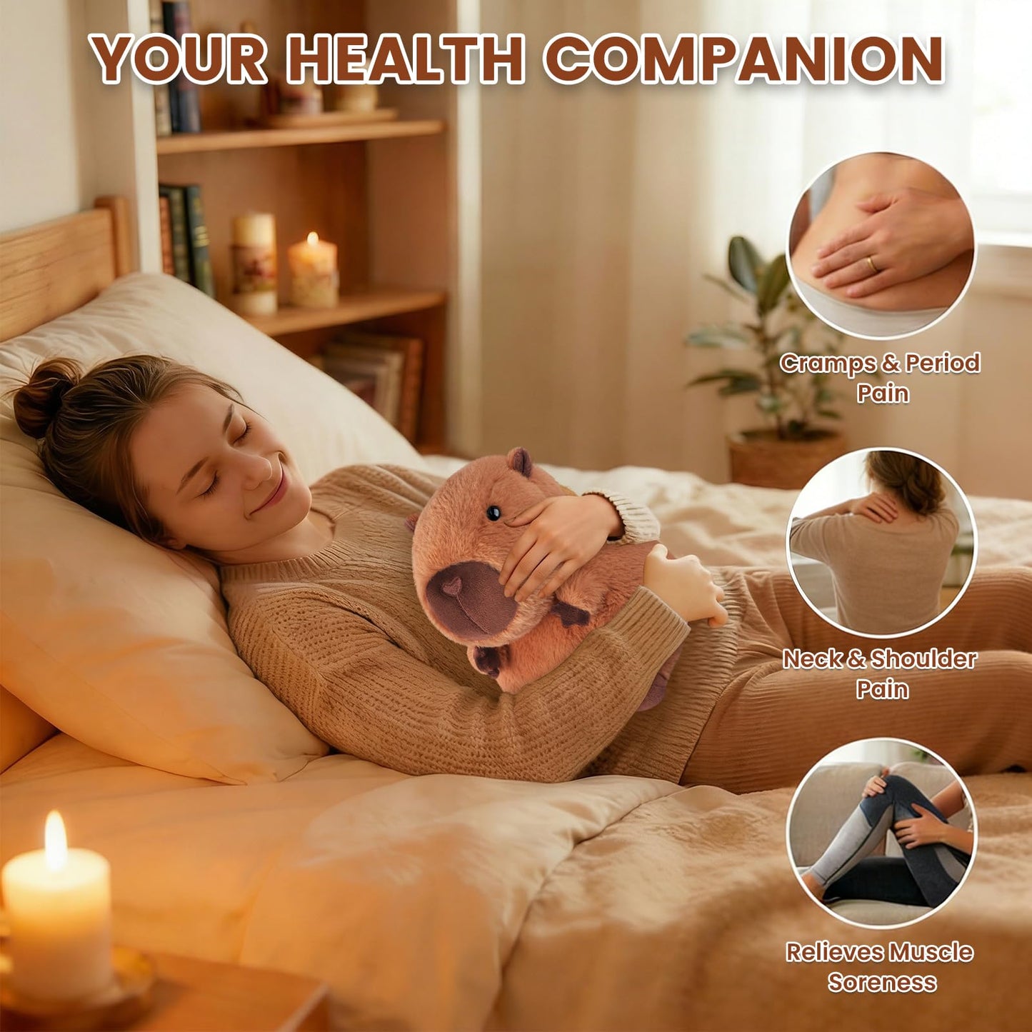 SuzziPals Heatable & Coolable Capybara Plush, Microwavable Stuffed Animal Heating Pad for Soothing & Relaxation, Lavender Scent Plush Toys for Stress Relief, Capybara Plushies Gift for Kids & Adults