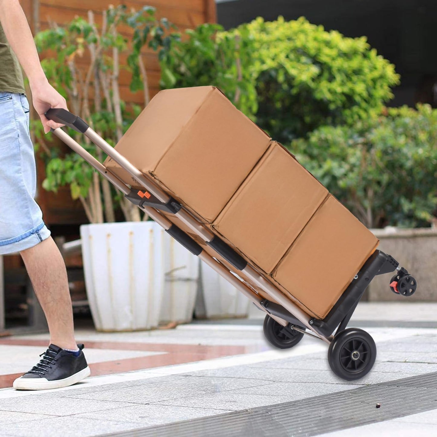 Rsemkkxce Shopping Cart with Wheels, Foldable Shopping Cart for Transportation and Camping Shopping Trolley