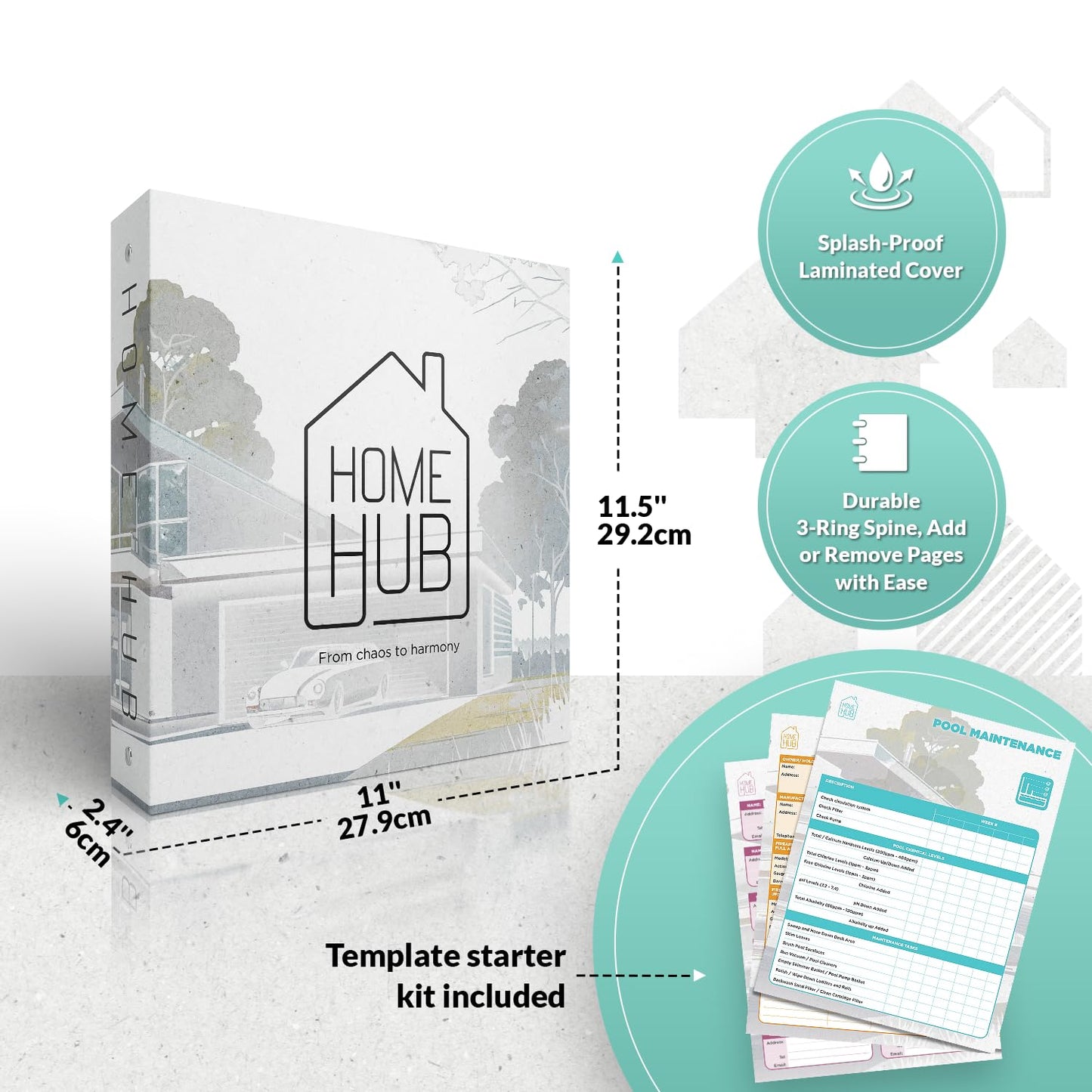 Home Organizer Binder 8.5x11, Household Planner, Organize Your Property & Possessions, Ideally Suited as a Important Document Binder or Household Record Keeping Book, Home Ownership Gifts
