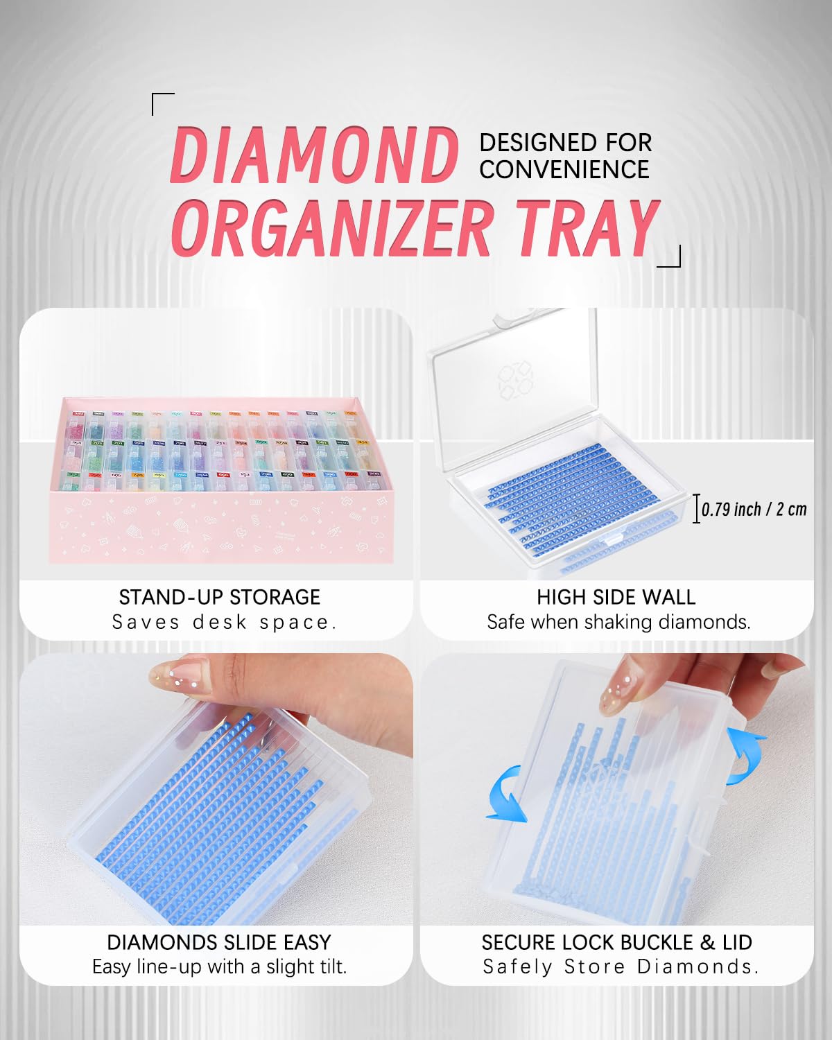 Forever Young 45pcs Diamond Painting Storage Containers Trays with Lids, 2-in-1 Diamond Art Storage & Trays, Bead Storage & Line-Up, Box Package