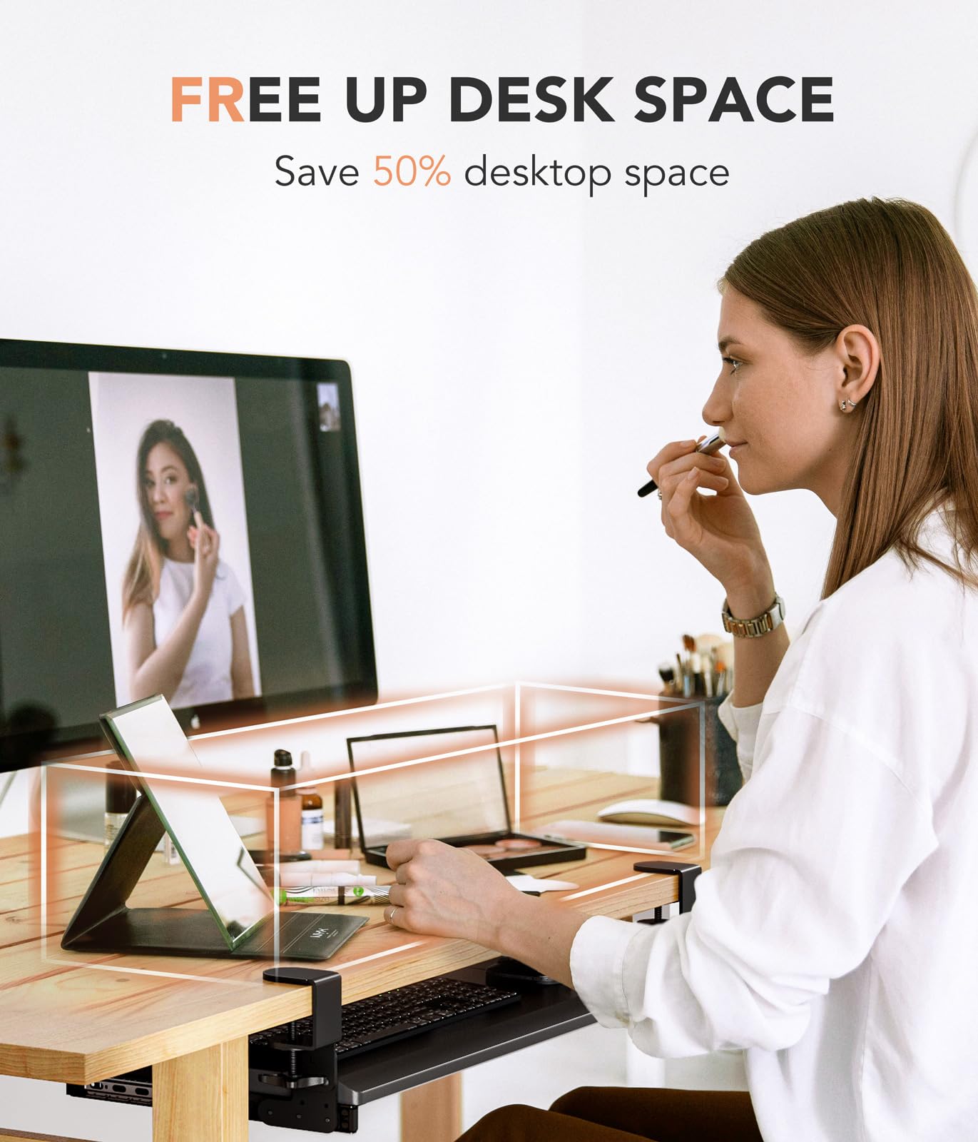 Keyboard Tray Under Desk Pull Out with Extra Sturdy C Clamp Mount System, 27(32 inch Including Clamps) x 11 Inch Slide-Out Platform Computer Drawer for Typing Black