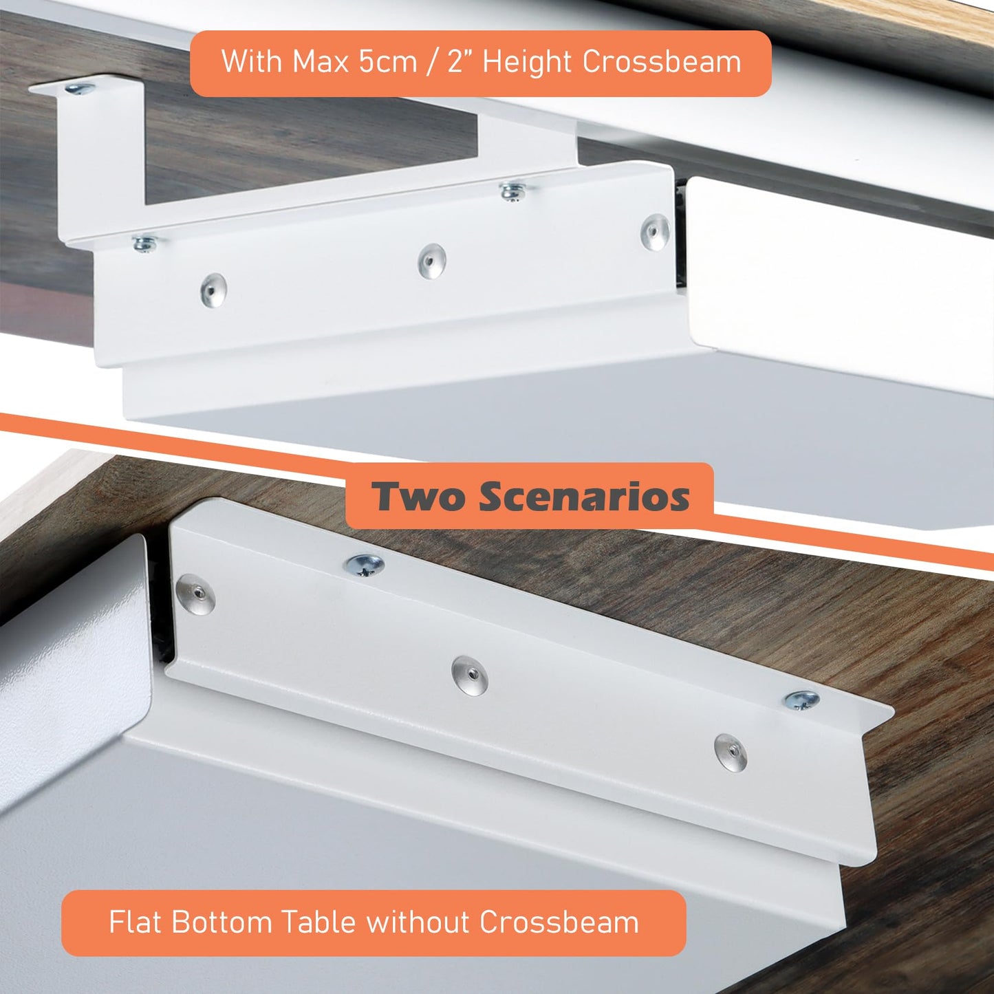 OSteed Under Desk Drawer White 54cm with 4 Divider Trays, Metal Pull Out Storage Drawer for Workbench, Standing Desk Drawer Attachment, Attachable Desk Organizer, Under Shelf Pencil Drawer Slide-out