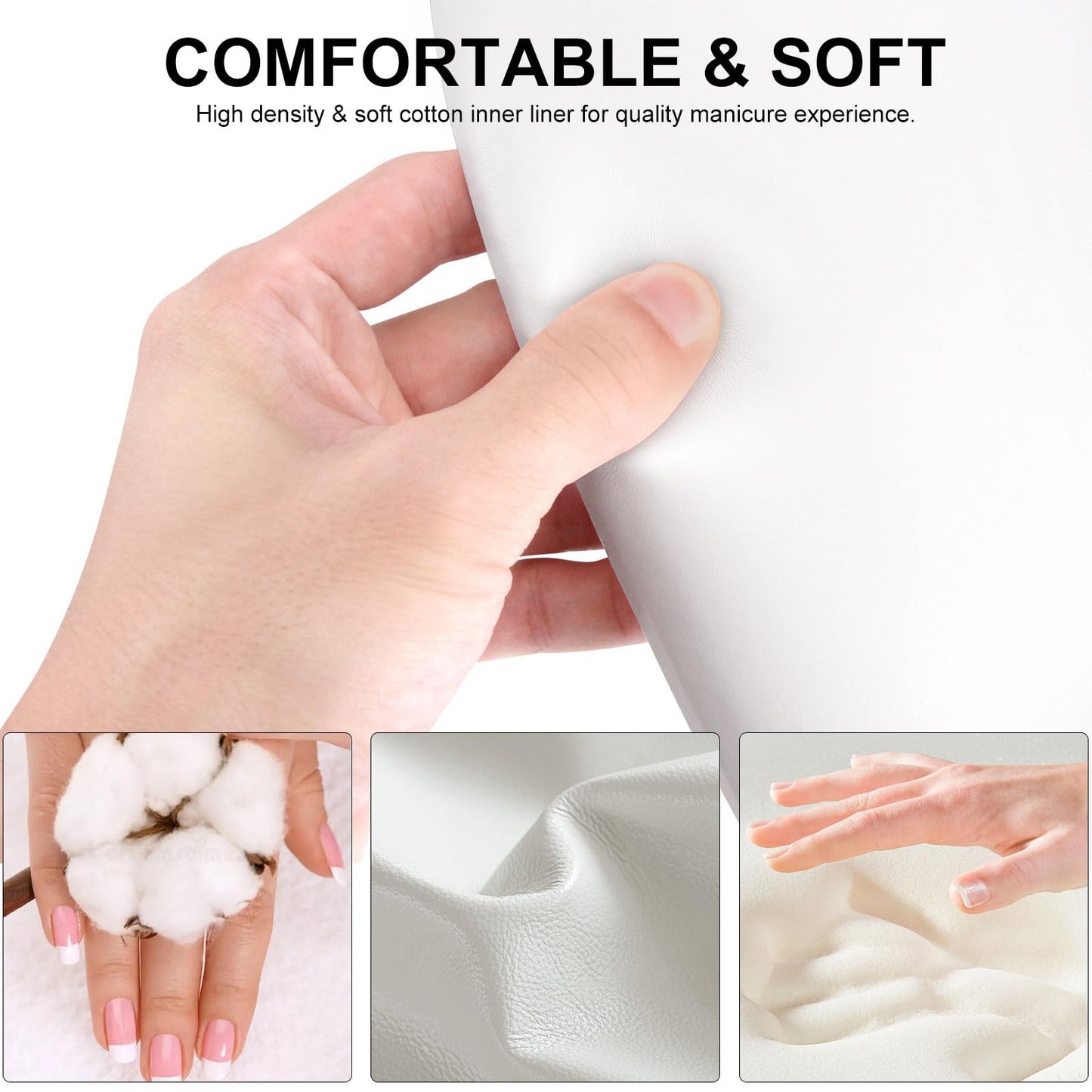 Nail Hand Rest,U Shaped Soft Leather Nail Arm Rest for Nails Tech,Comfortable Nail Art Hand Pillow Cushion with Stable Bracket,Manicure Salon Technician Home Use,Easy to Clean(White)