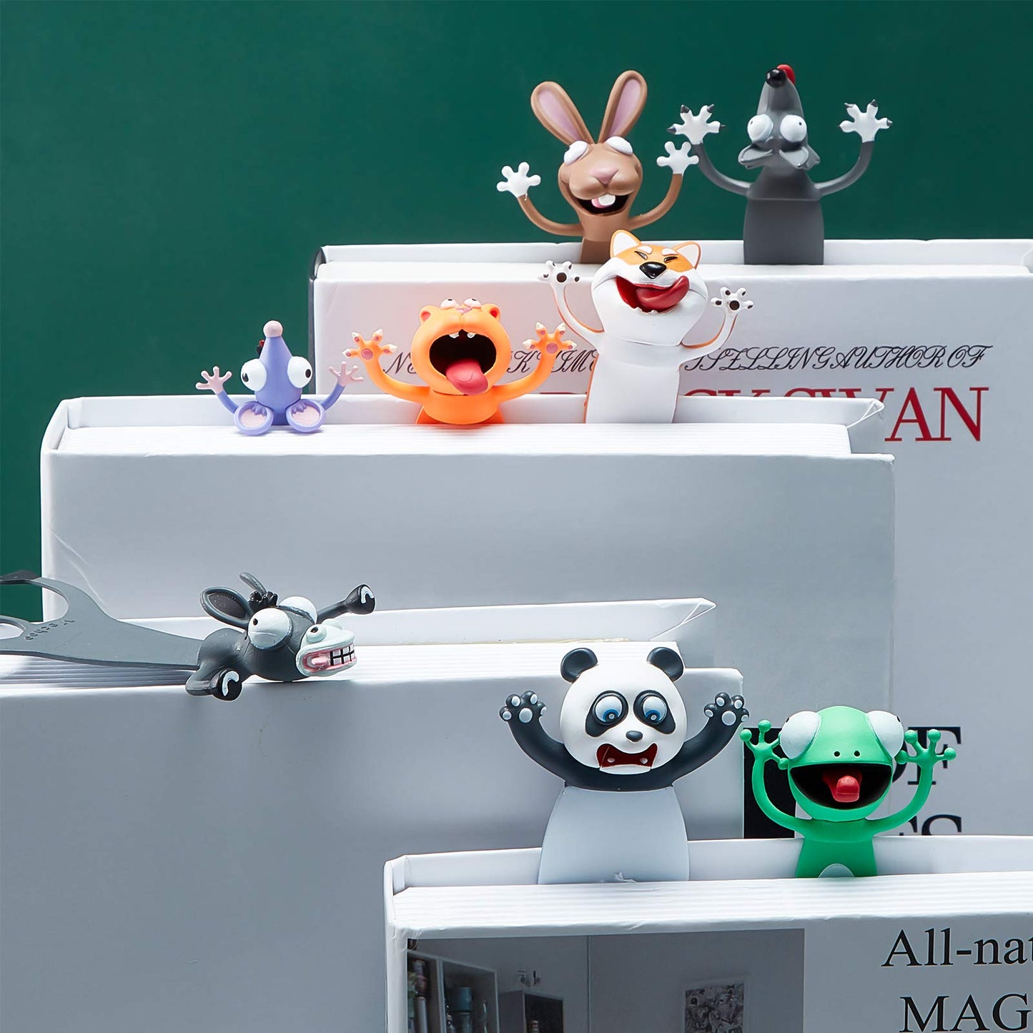 Outus 8 Pieces Bookmarks 3D Cartoon Animal Bookmark Back to School Cute Bookmarks Squashed Animals Reading Bookmark Reward Gifts Book Lovers Gift Reading Supplies