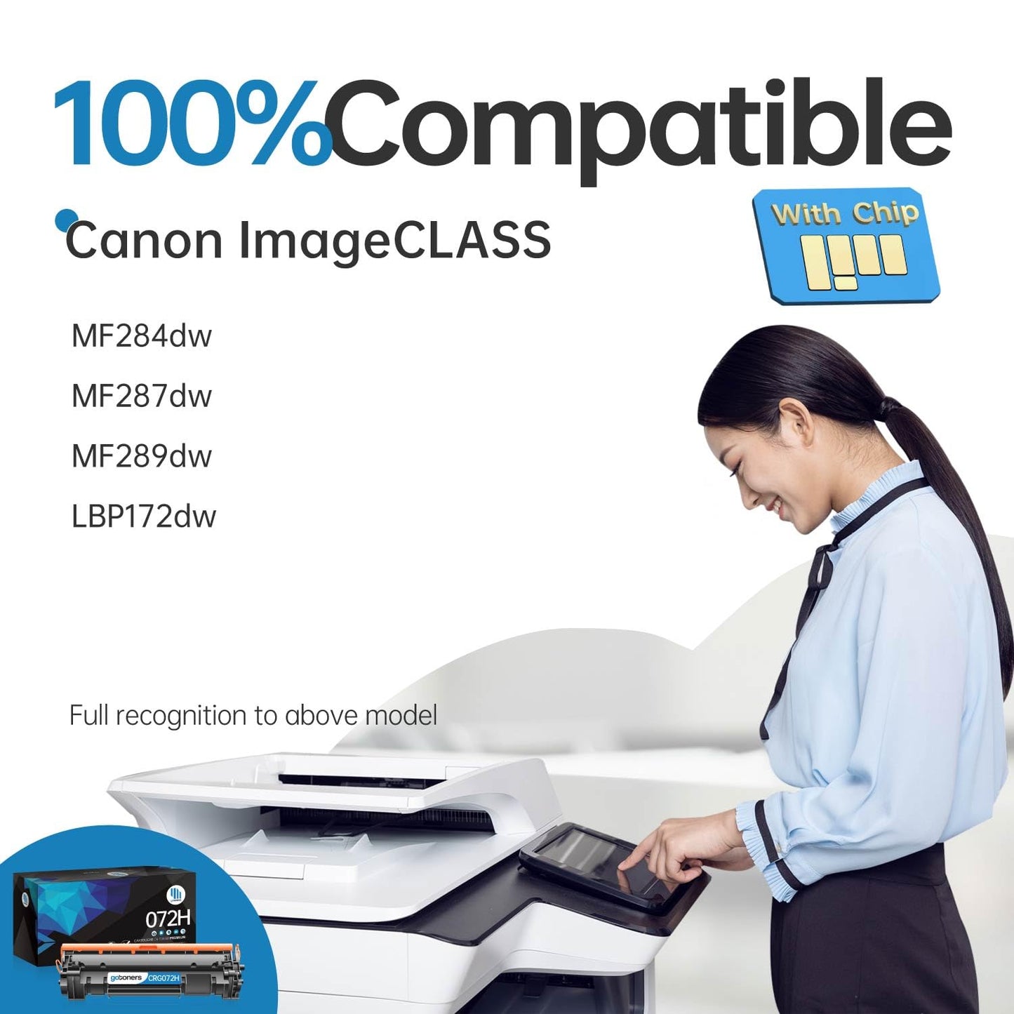 Gotoners Compatible with Canon 072H CRG072H Toner 072 CRG072 with Chip Black Cartridge to use with ImageCLASS MF284dw MF287dw MF289dw LBP172dw Series Printer