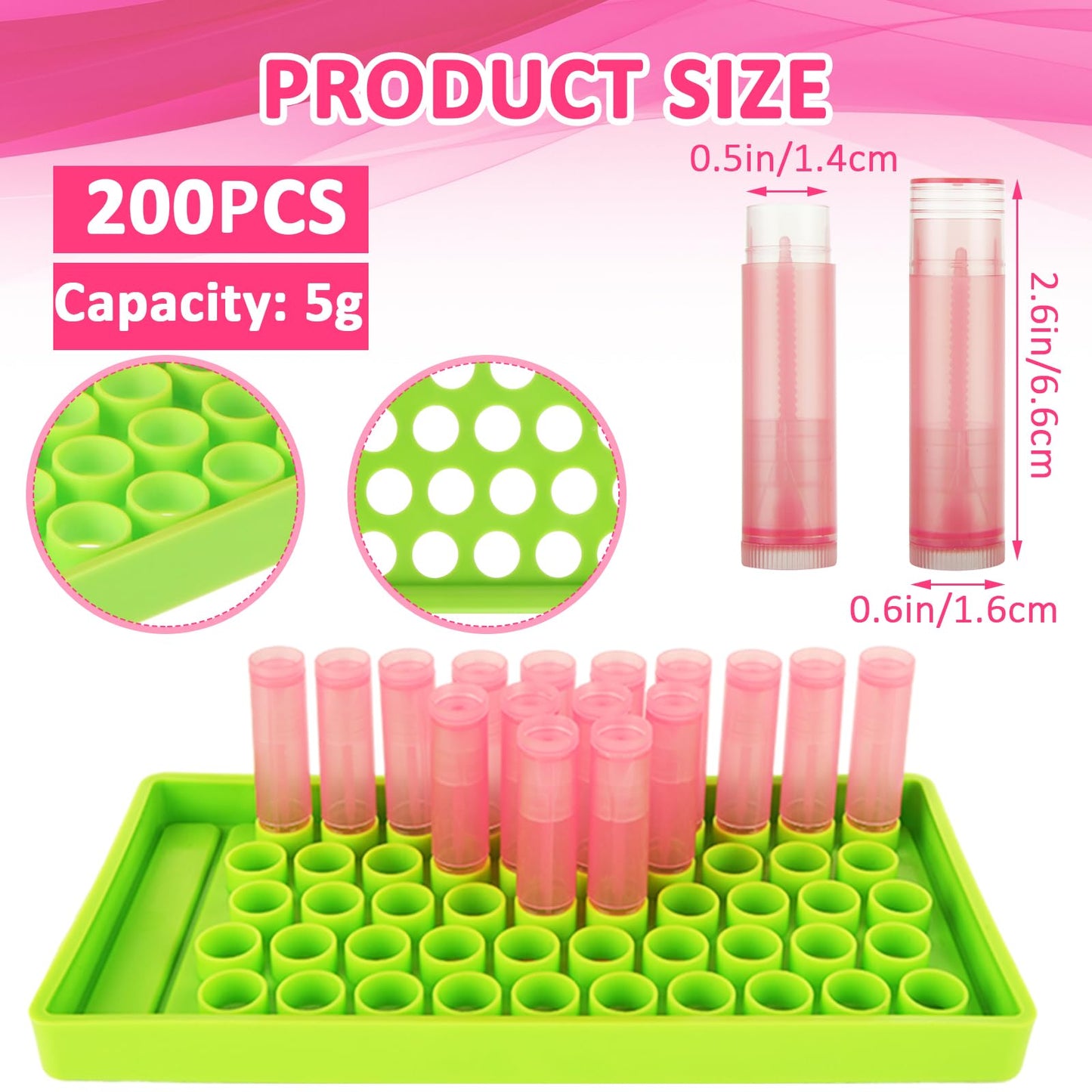 ABuff 200 Pcs Lip Balm Tubes 5g Empty Plastic Lip Gloss Balm Containers with Filling Tray and Spatula, Clear Empty Chapstick Tubes for DIY Homemade Lipsticks, Solid Perfume, 4 Colors