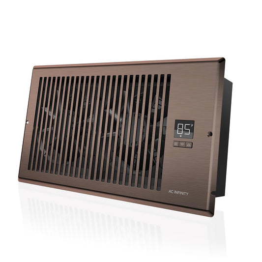 AC INFINITY AIRTAP T6, Quiet Register Booster Fan with Thermostat Control. Heating Cooling AC Vent. Fits 6 x 12 Register Holes, Bronze