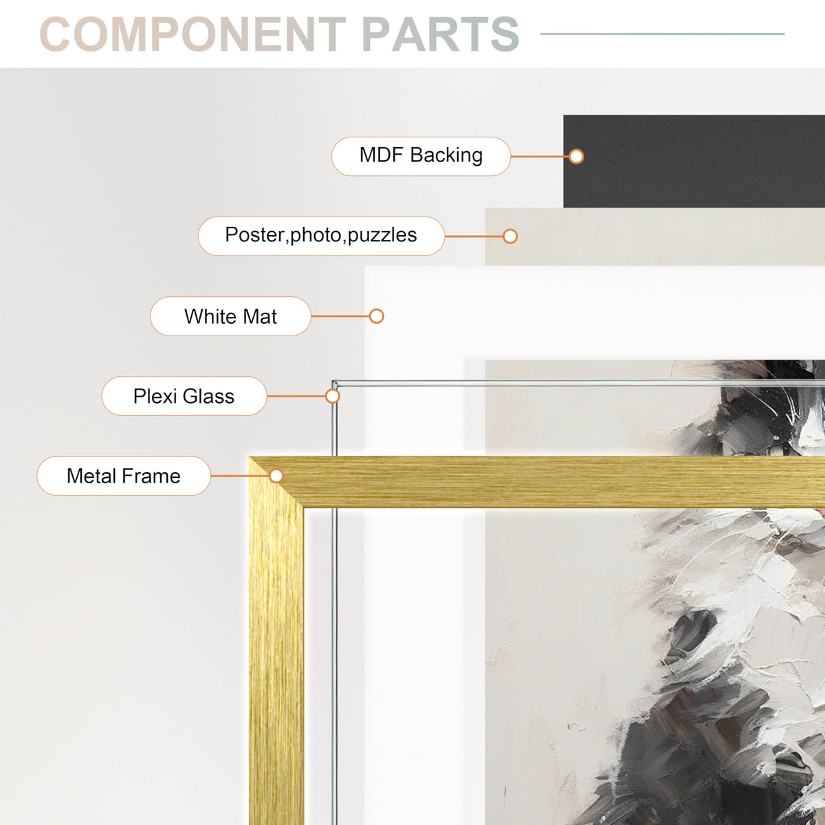 TONES FRAME DESIGN 16x20 Picture Frame (Shiny Brushed Aluminum), Gold Metal Photo Frame Matted to 11x14 and Plexi Glass, for Art Gallery Wall Decor