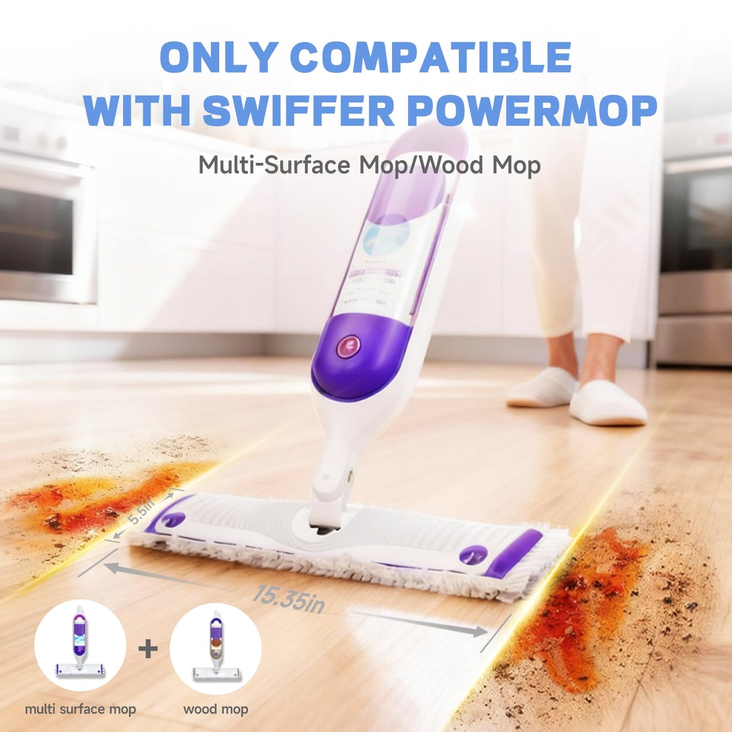 48 Pack Disposable Power Mop Pads Refills for Swiffer Power Mop Pads, 5X Cleaning & Unscented 14-Layer Thickened Multi-Surface Replacement Mopping Refills Pads for Floor Surface Cleaning