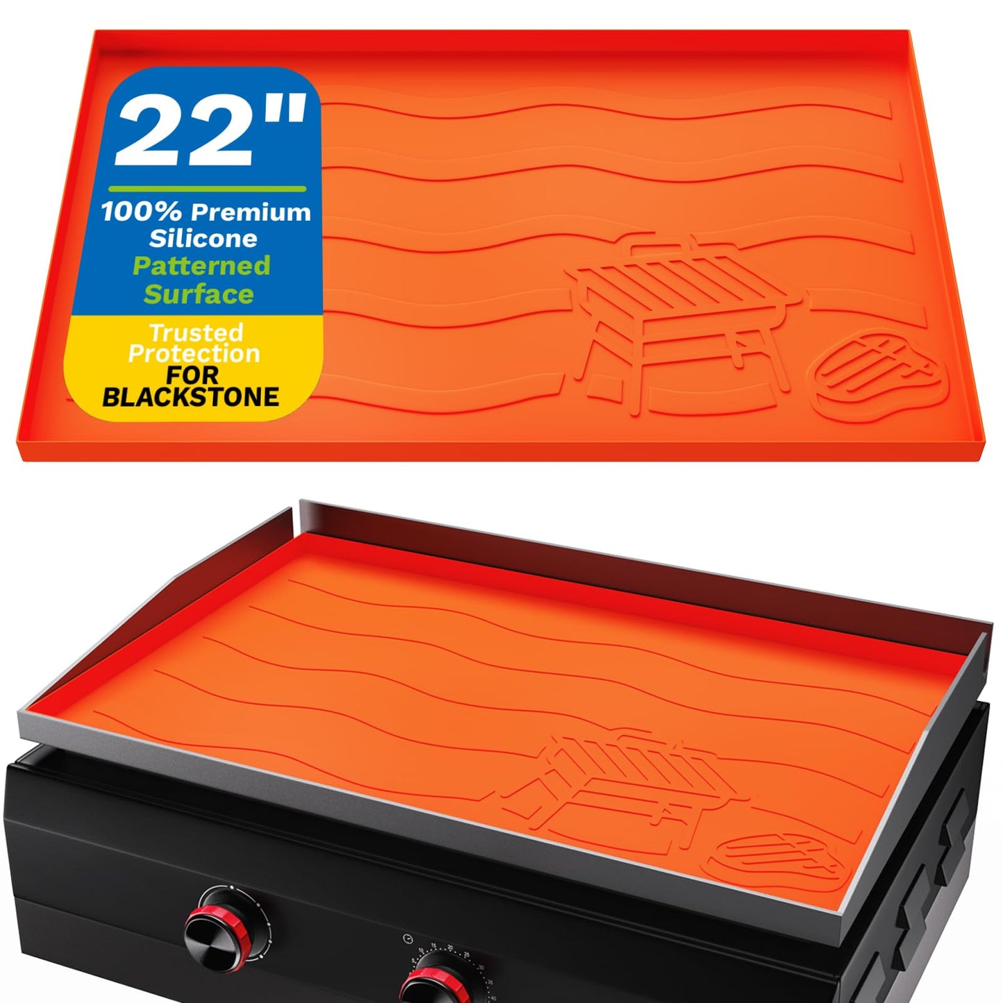 Upgraded Full-Coverage Silicone Griddle Cover for Blackstone 36 Inch Grill, Heavy Duty Food-Grade Silicone Grill Mat with Gift-Worthy Pattern, Year-Round Protection from Dirt & Rust