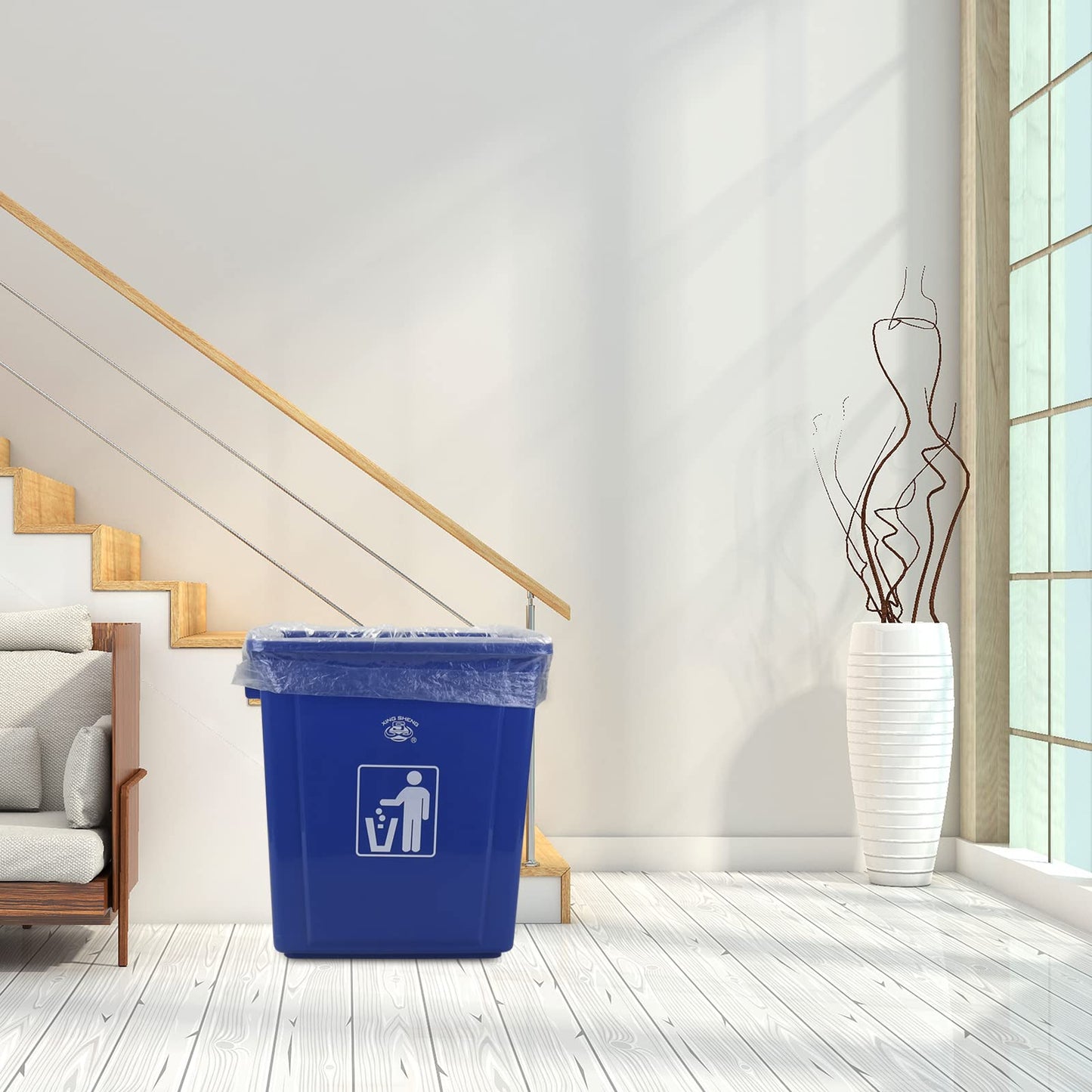 Ponpong 13 Gallon Tall Kitchen Trash Bags, 50 L Large Garbage Bags, Bin Liners, Clear, 150 Counts/6 Rolls