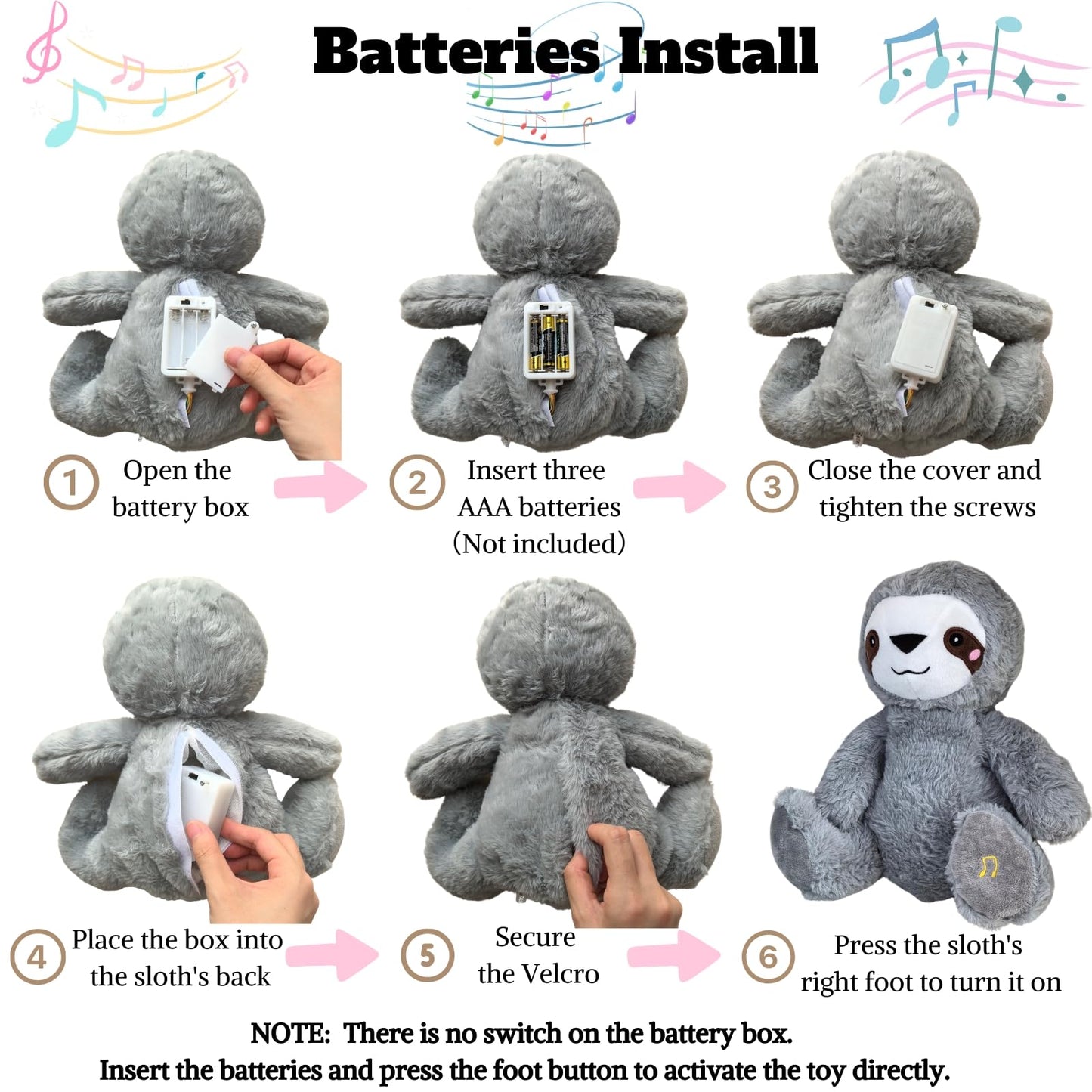 Anxiety Relief Koala, Breathing Teddy Sloth Anxiety Bear with Calming Music, Lights, Sleeping Otter Plush, Soothing Sloth for Adults & Kids, Stress Relief Stuffed Animal (3-Level Adjustable Volume)