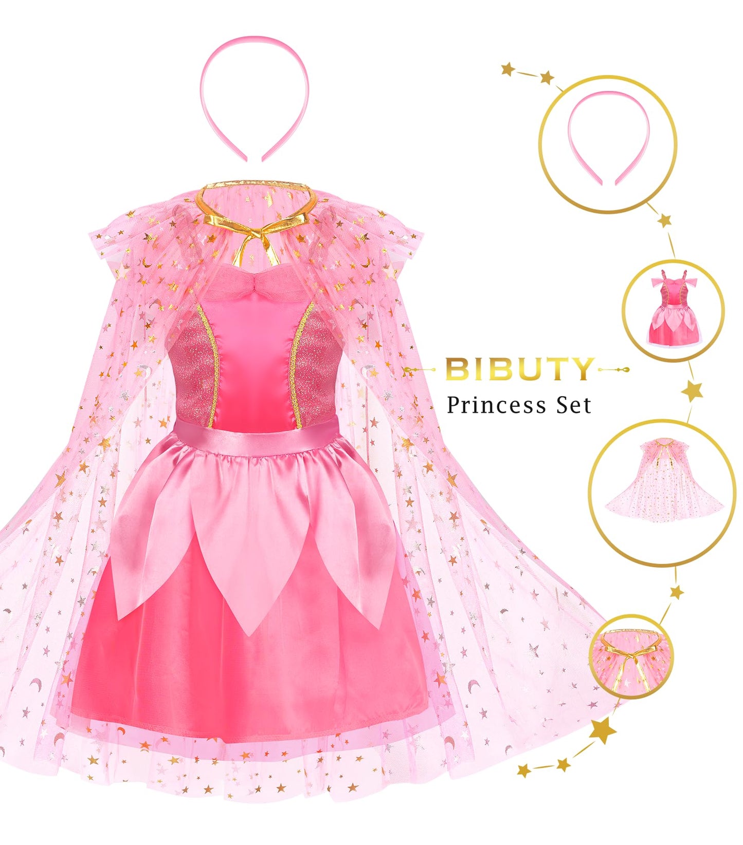 Princess Dress Up Clothes for Little Girls Princess Dresses, Play Dress Up Costume Set Toy Gift for 3-6 Little Girls