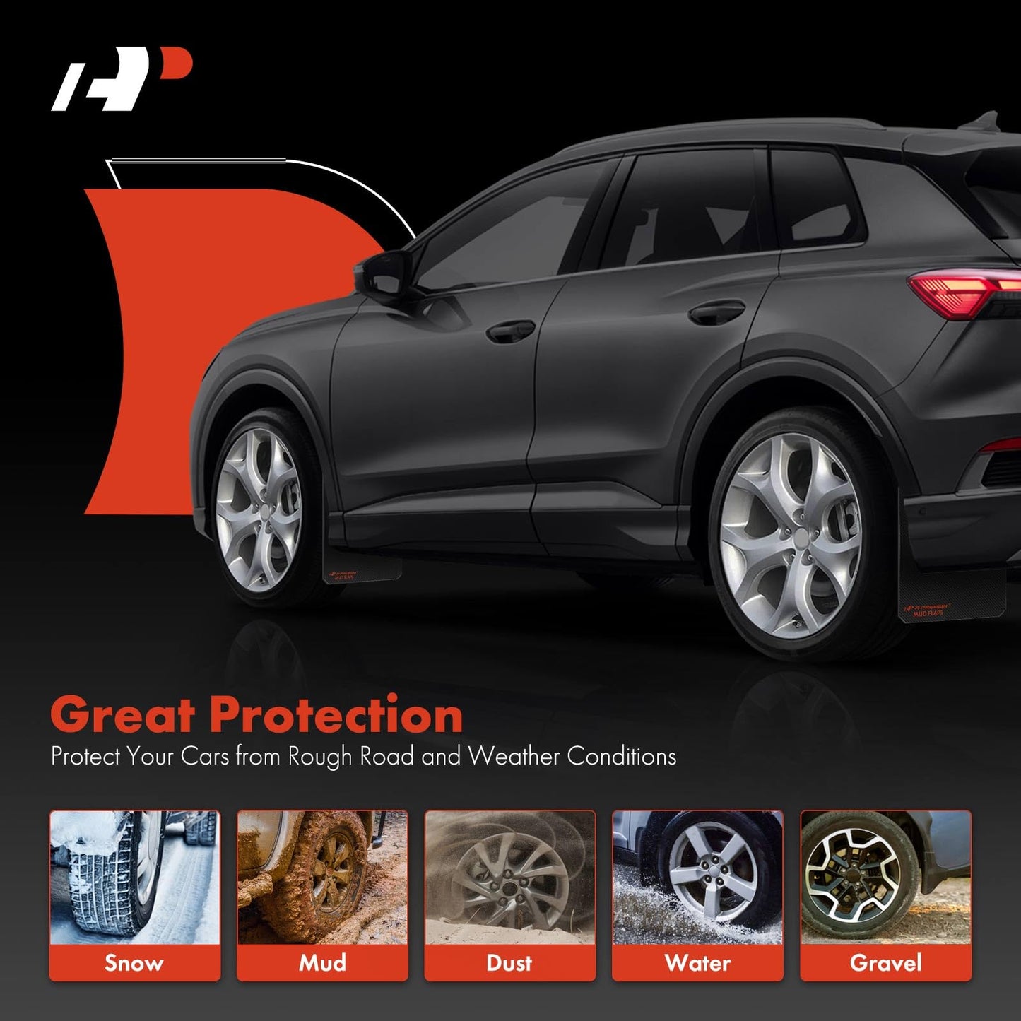 A-premium 4 Pcs Black Universal Splash Guards Mud Flaps Mudflaps Mudguard Fender Flares for Car Pickup Truck SUV with Hardware Front and Rear