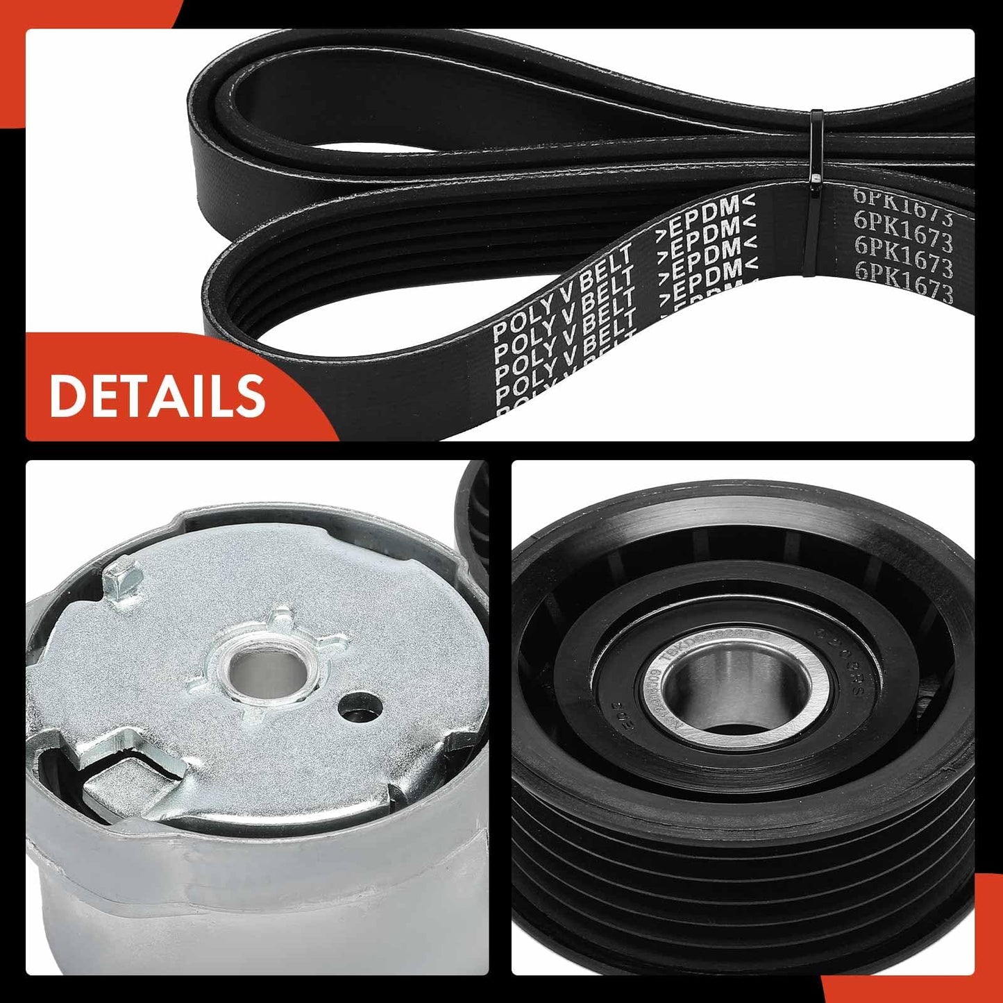 A-Premium Engine Serpentine Belt Drive Kit with Tensioner & Idler Compatible with Dodge Charger 14-21, Challenger 15-21 & Chrysler 300 14-22 & Ram 1500 14-18 20-21, 1500 Classic 19-21 - DOHC V6 3.6L