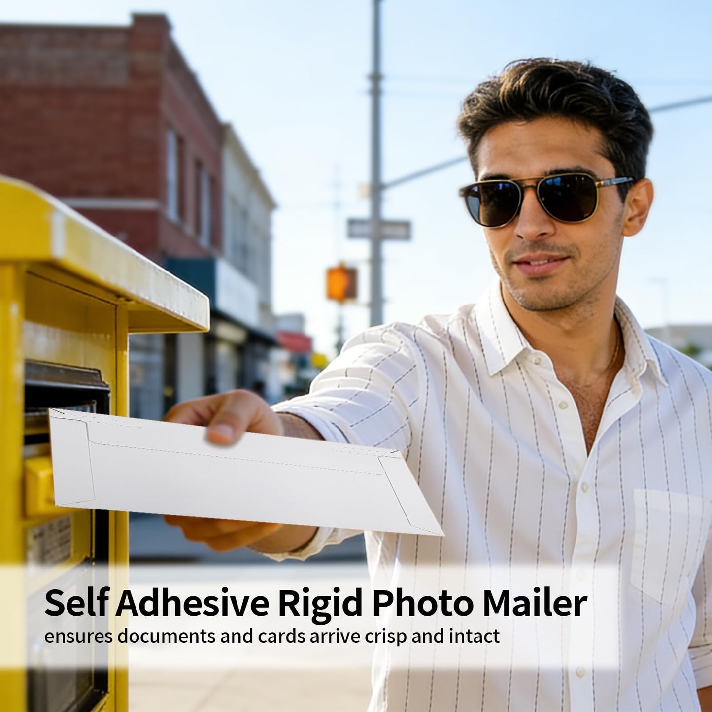300PCS Self Seal Rigid Mailers, 6.5 x 4.5 Inch Self Seal Cardboard Mailers, White Rigid Photo Mailers Cardboard Envelopes for Photos, Shipping CD, Document, Stamps (300)
