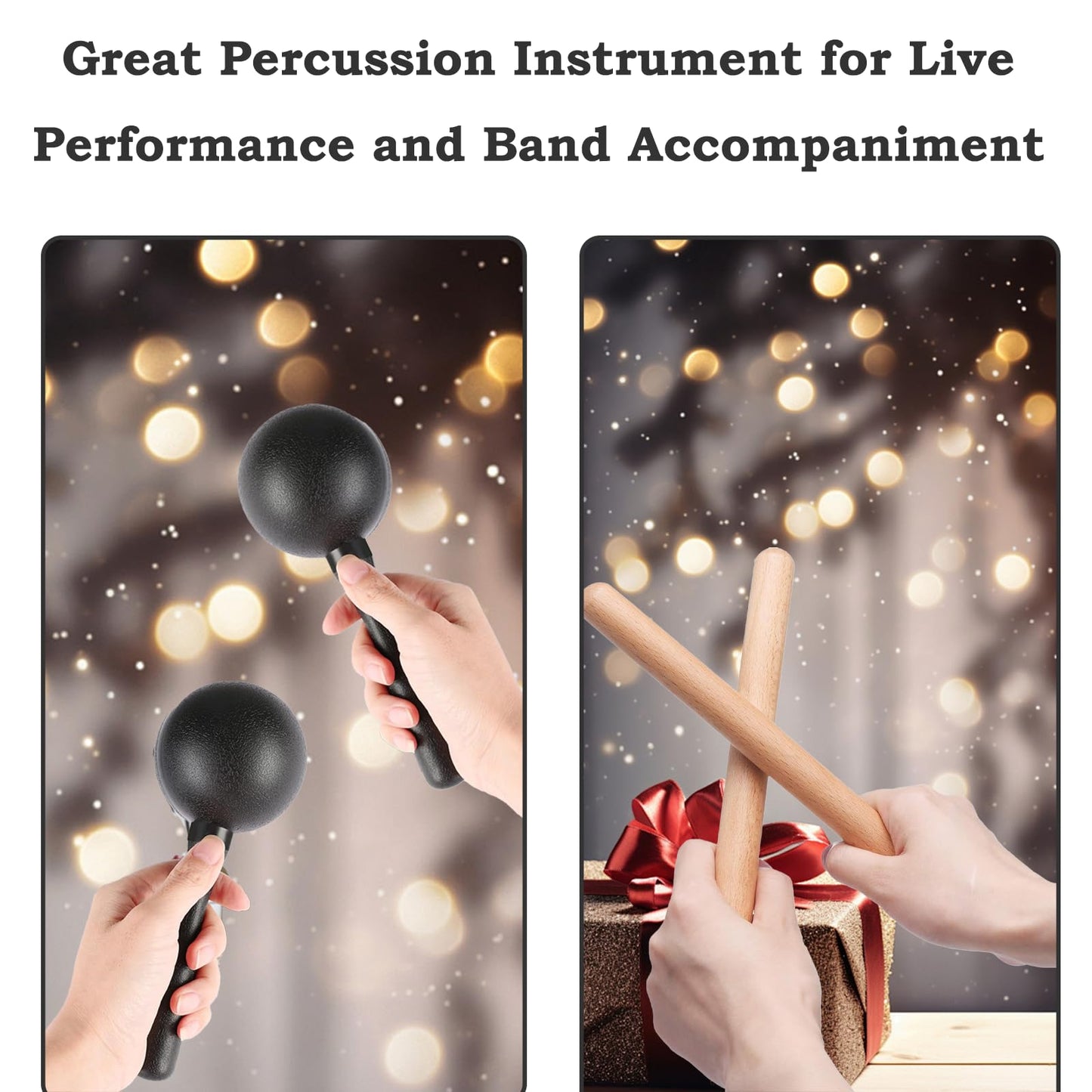 MOONBACK Tambourine for Adults Church 8 Inch, Guiro Instrument, Maracas Shaker Rattles And Wood Rhythm Sticks Kit, Great Percussion Instrument for Live Performance and Band Accompaniment
