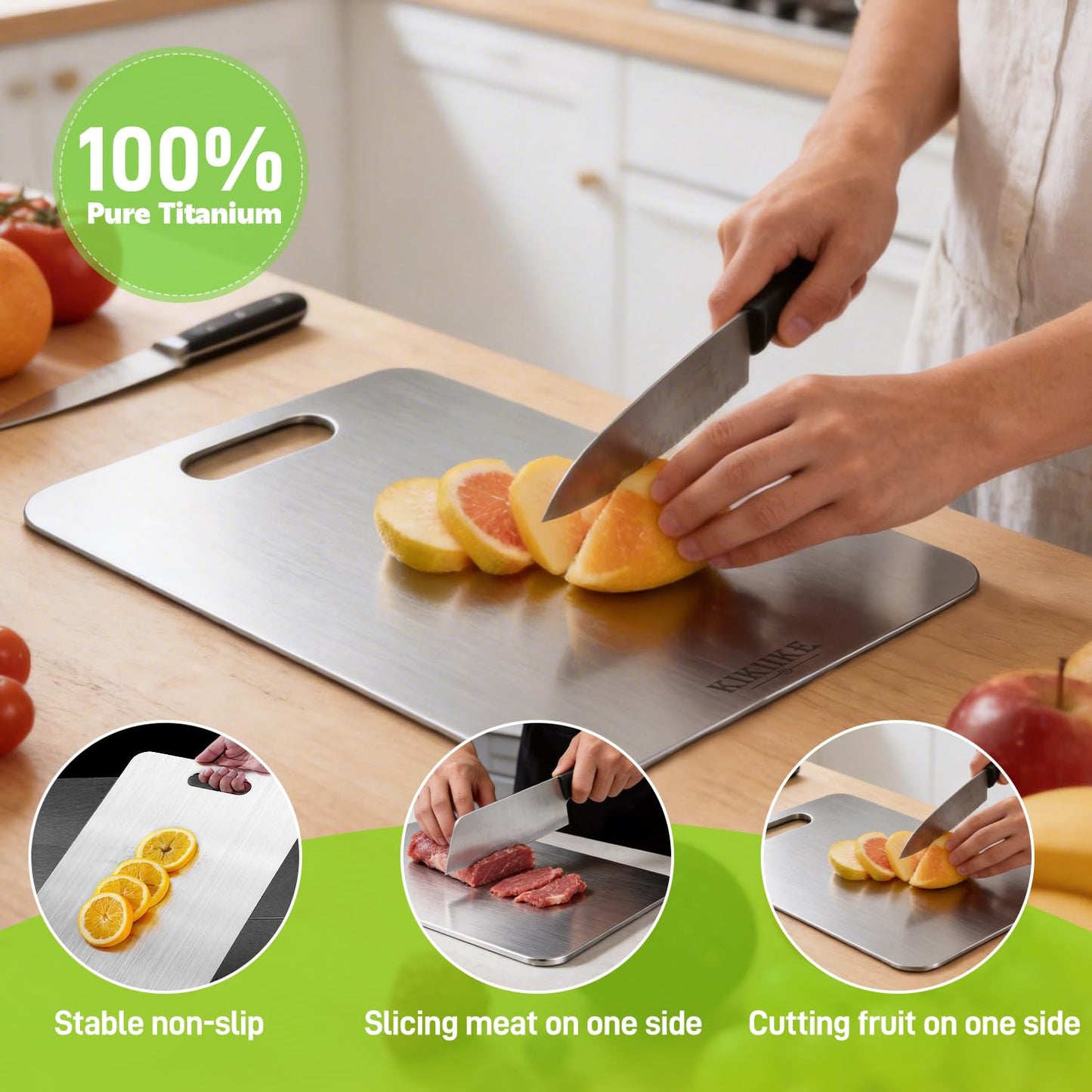 Titanium Cutting Board New Upgrade 100% Pure Titanium Cutting Boards for Kitchen - Double-Sided Food-Grade Chopping Board Non-Stick Durable and Easy to Clean (17.3 x 12 in)
