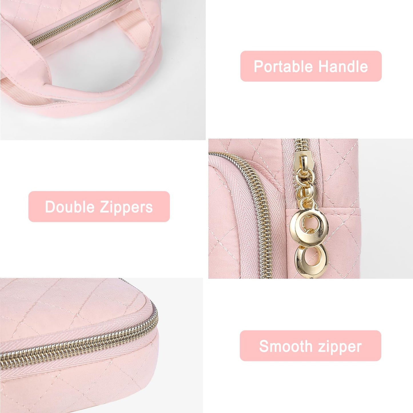 MOSISO 360 Protective Laptop Case 16 inch,15-15.6 inch Laptop Sleeve Compatible with MacBook Pro 16 M5 M4 M3 M2 M1 HP Acer Dell Lenovo,Square Quilted Bag Cover with 2 Pockets&Handle&Belt,Chalk Pink