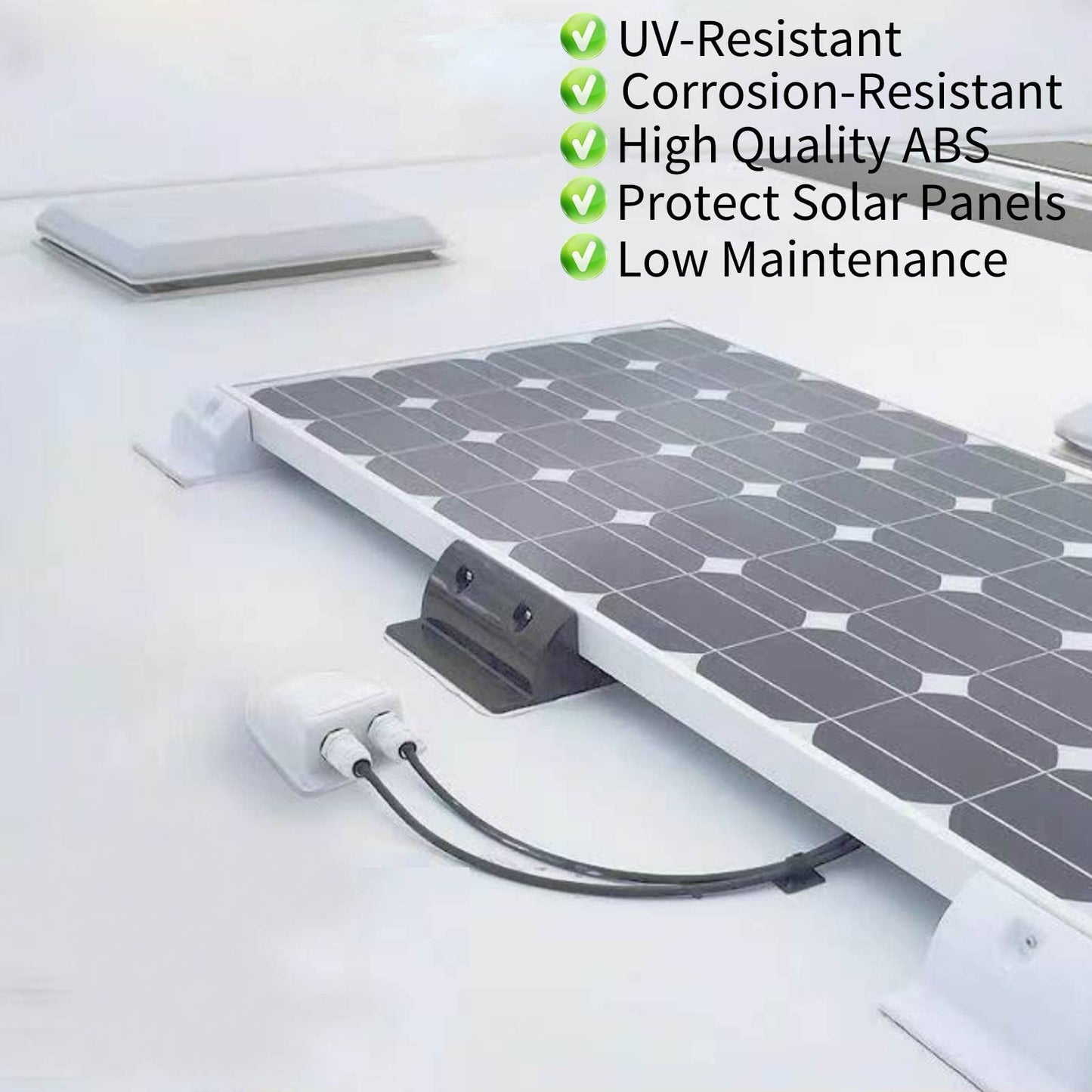 QeeHeng 7PCS ABS Solar Panel Mounting Brackets Kit,Waterproof Solar Double Cable Entry Gland Box, Bracket Solar Panel Roof Drill-Free Mount for RV, Boats,Vehicles,Camper Vans,Sheds (White)