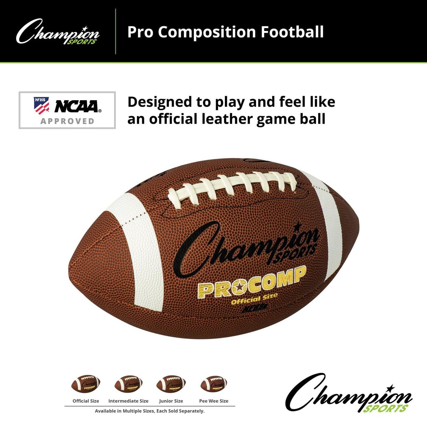 Champion Sports Official Size Composite Football, Brown