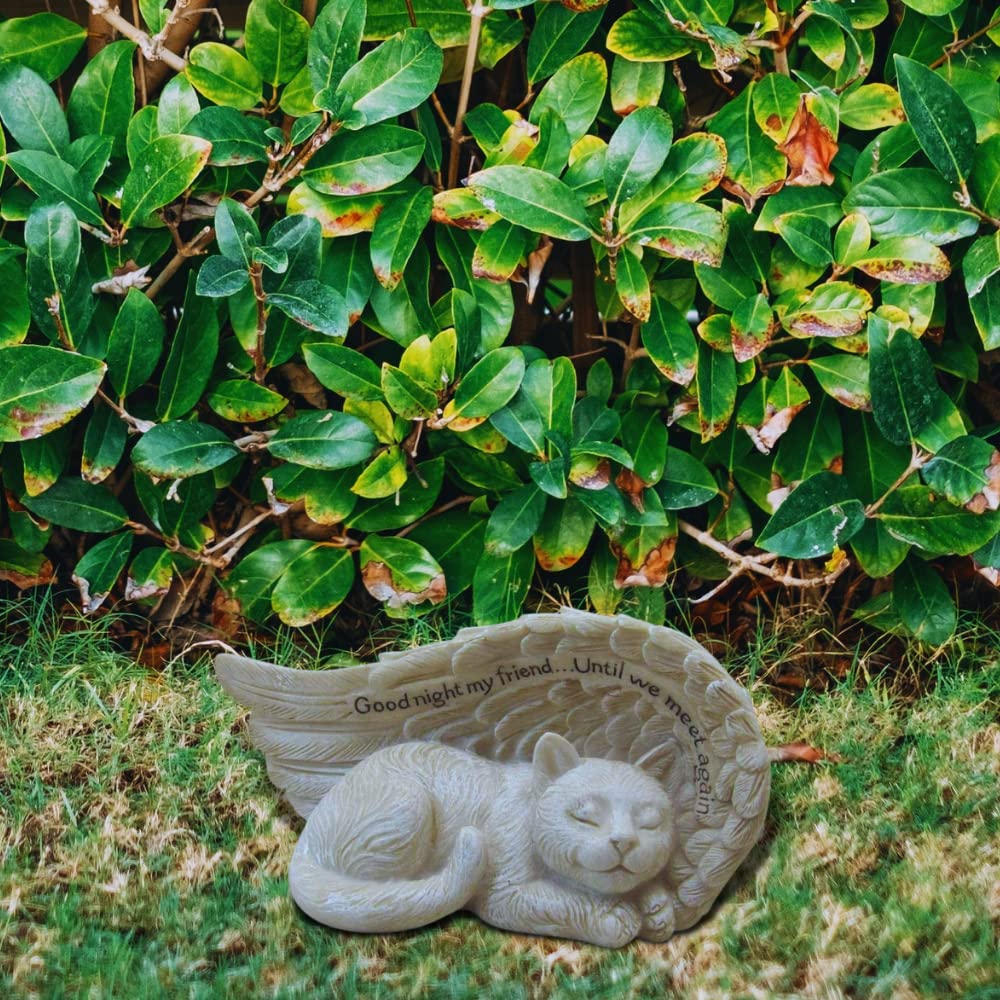Comfy Hour Loving Memory Collection 4" Cat Peacefully Sleeping in Angel Wing Figurine Pet Statue - in Memory of My Best Friend Bereavement, Polyresin