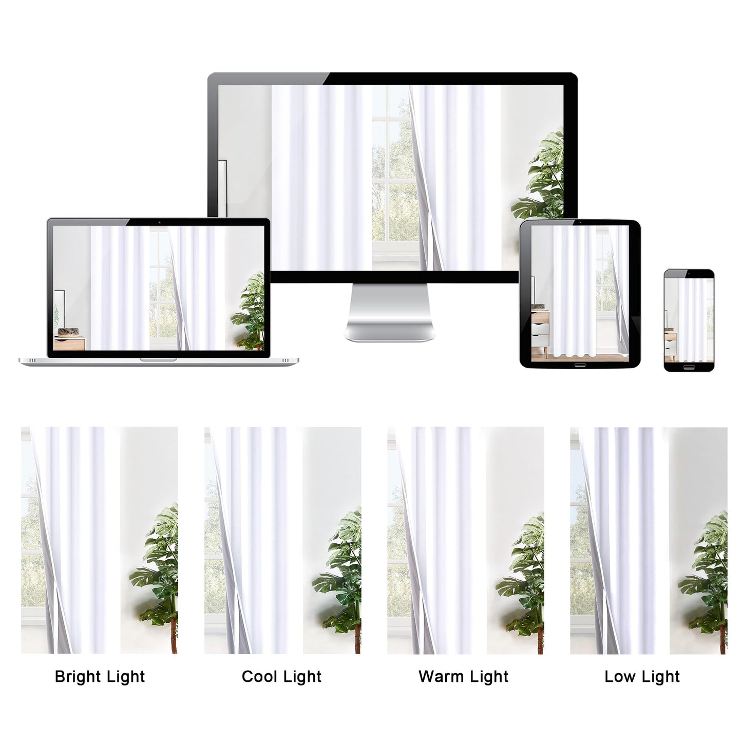 XWZO 100% Blackout Curtains 2 Panels - Heat and Full Light Blocking Window Panels with Grommets for Bedroom/Nursery, 84 Inches Long Thermal Insulated Draperies, White, W52 x L84, Set of 2