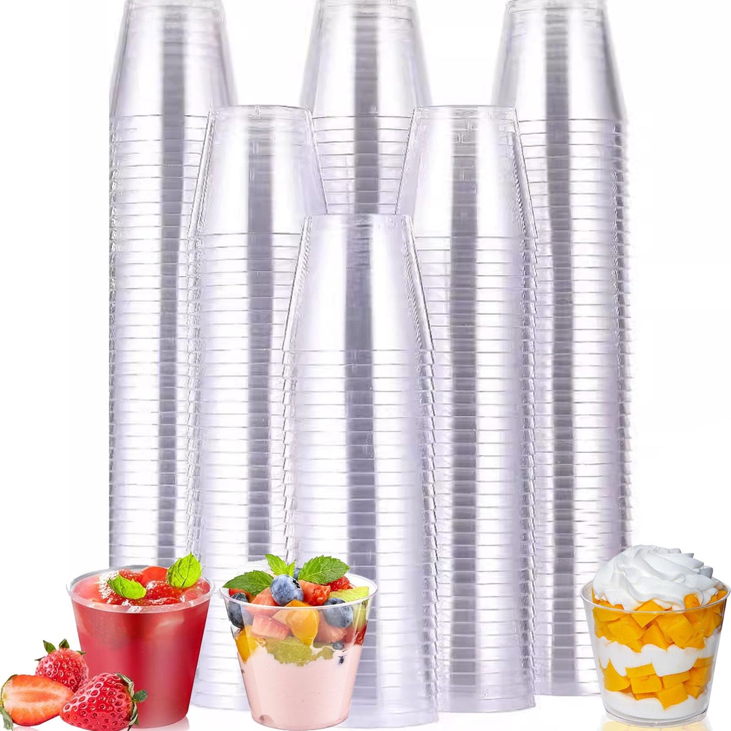 500 Crystal Clear Plastic Shot Glasses 1oz - Mini Disposable Cups for Wine Tasting, Condiments, Party - Clear Shot Cups