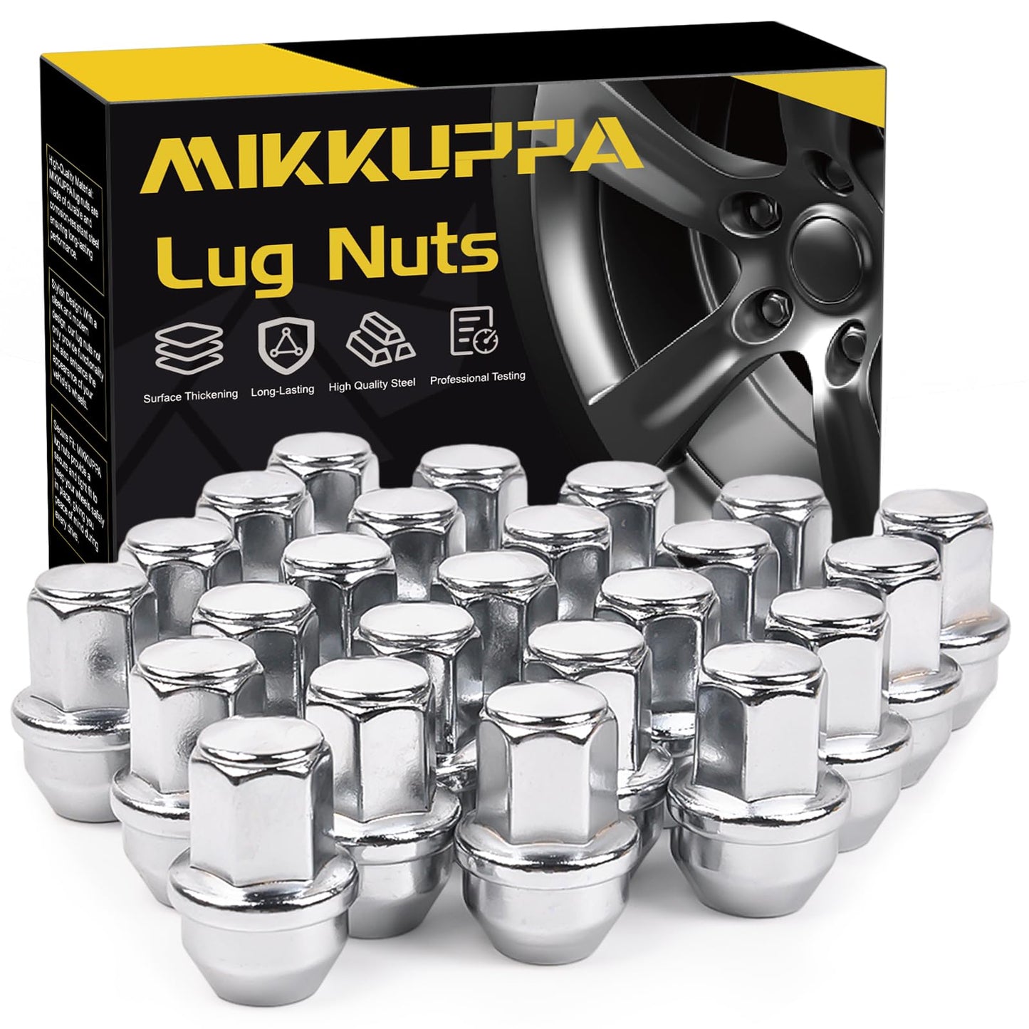 MIKKUPPA 24pcs M14x1.5 One-Piece Chrome OEM Factory Style Large Acorn Seat Lug Nuts Replacement for 2015-2024 Ford F-150 F150 Expedition Lincoln Navigator Factory Wheels