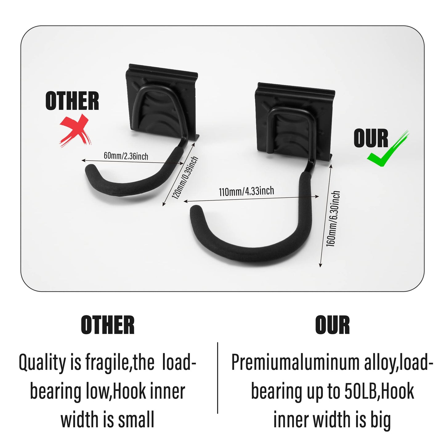 Sinoer 4-Bike & 2-Helmet Wall Mount Rack - 32 Inch Adjustable Bike Storage, Heavy Duty Steel Hooks, Space-Saving Bike Organizer for Home & Garage