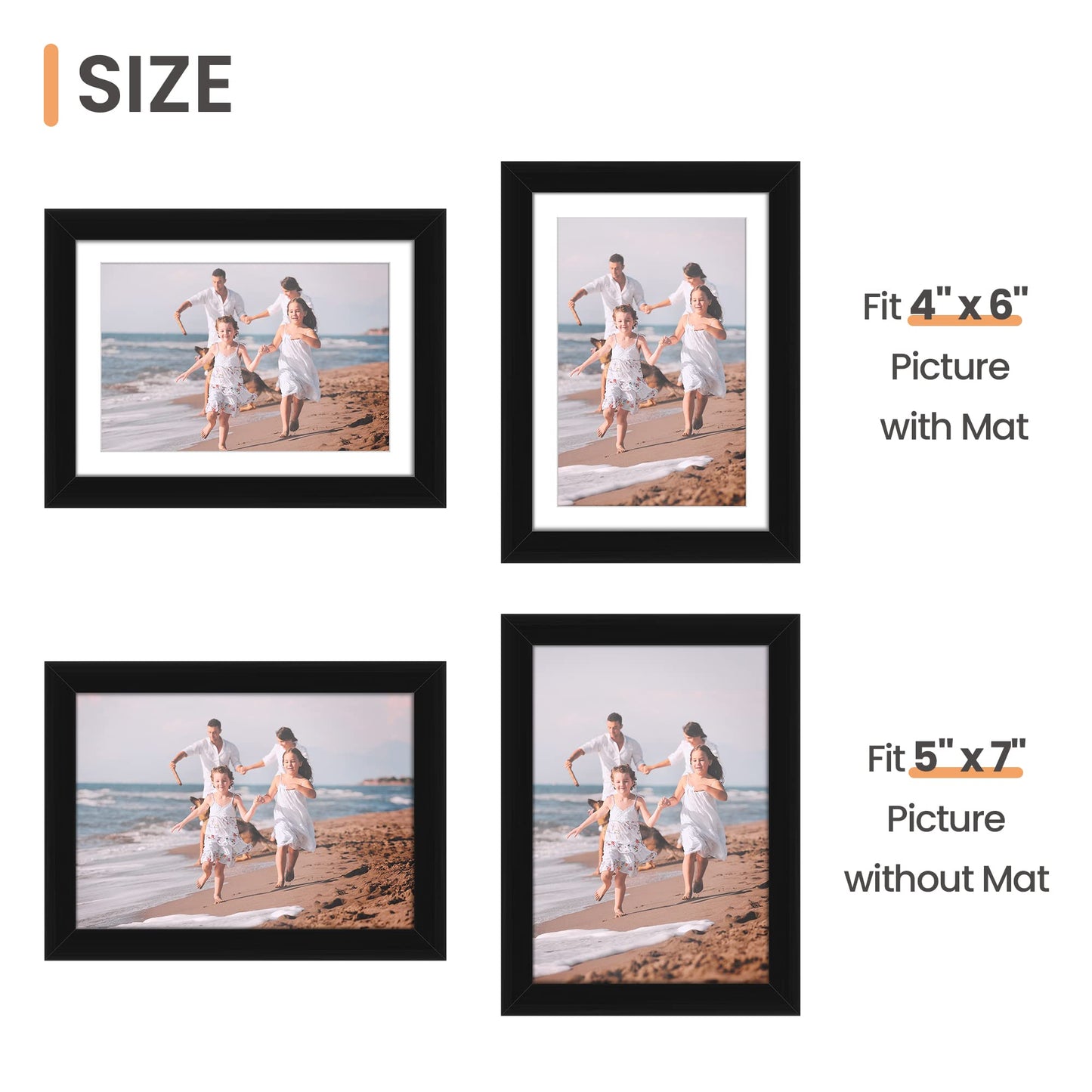 upsimples 5x7 Picture Frame Set of 10,Multi Photo Frames Collage for Wall or Tabletop Display,Black