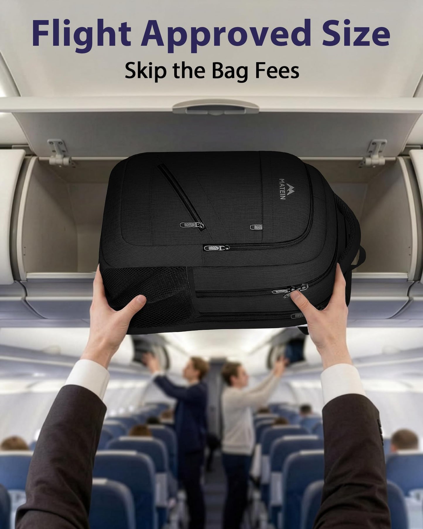 MATEIN Extra Large Business Travel Anti Theft Laptop Backpack, 18 Inch TSA Airline Approved Carryon Backpack for Women Men, Work Bag with Luggage Strap, Black