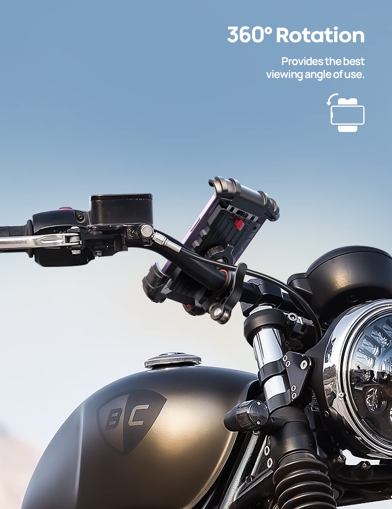 Lamicall Bike Phone Mount, Motorcycle Phone Holder - Motorcycle Bicycle Cell Phone Mount Clamp for Handlebar, Cycling Mount for iPhone 17 Pro Max Plus, 16 Pro Max, S24 S25 Ultra, 4.7-6.8", Mom Gift