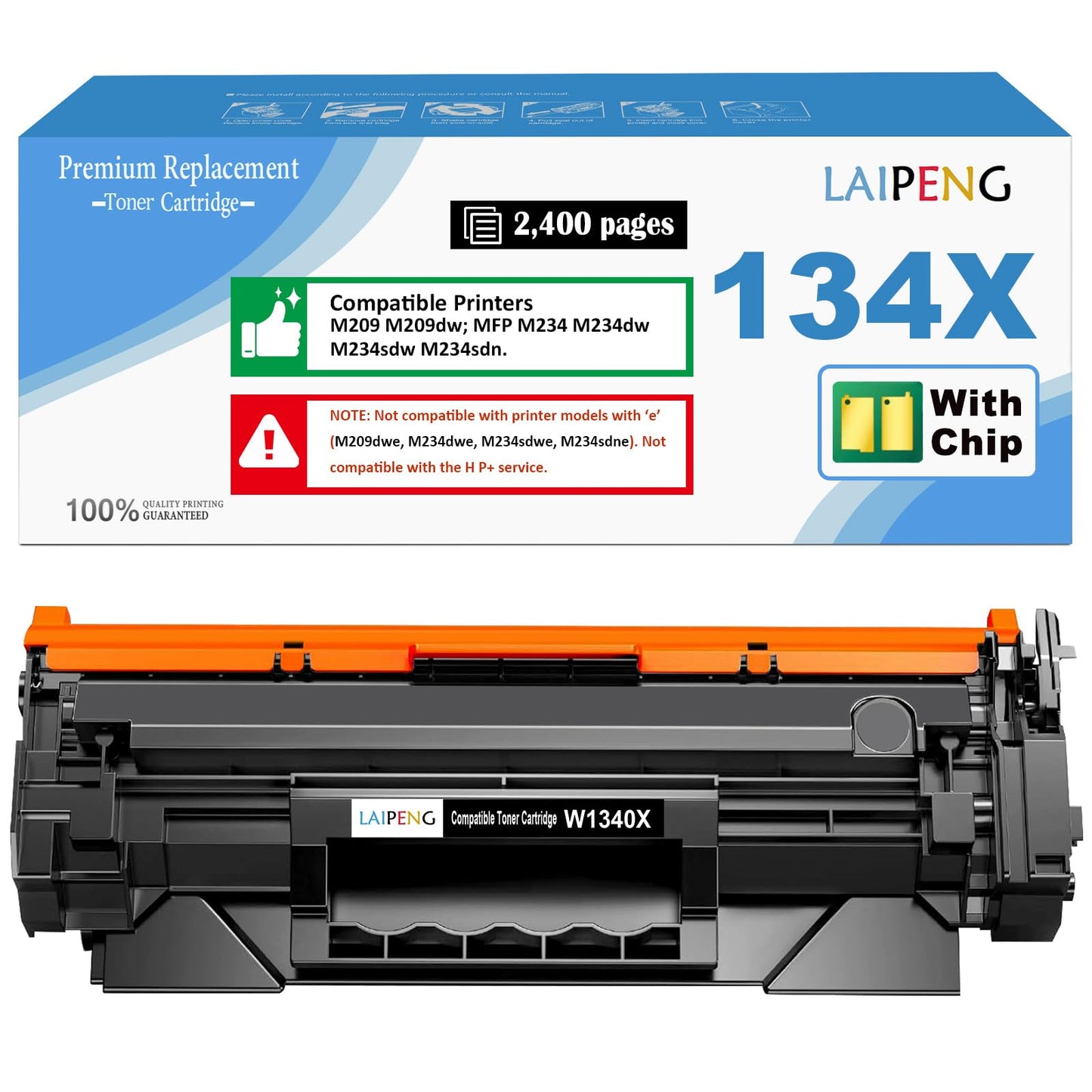 134X Black Toner Cartridge [with CHIP] Replacement for H P 134X W1340X 134A W1340A Compatible for Laserjet M209 M209dw MFP M234 M234dw M234sdw M234sdn Printers W1340X (Black x 1)