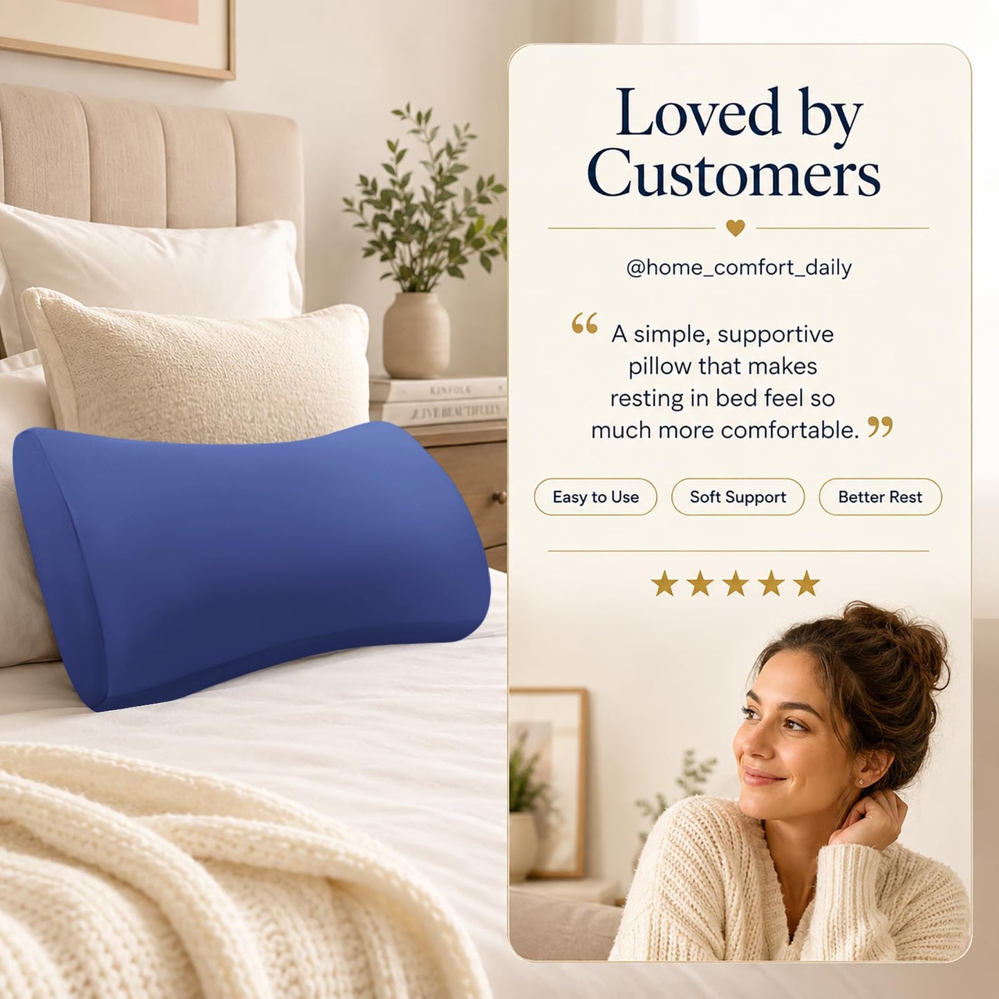 Lumbar Support Pillow for Bed – Memory Foam Lower Back Pain Relief Pillow for Sleeping, Ergonomic Lumbar Pillow for Side & Back Sleepers, Sciatica & Hip Pain Relief, Washable Cooling Cover Chair Pads