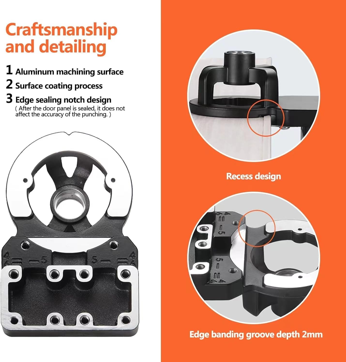 35 mm Concealed Door Hinge Jig, Aluminum Alloy Cabinet Hinge Jig with 2 Retaining Clips, Accurate Clamp Hinge Drill Jig with Accessories, Woodworking Tool for Doors Cabinets Hinges Mounting
