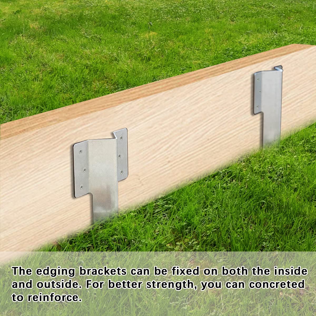 10pk Garden Edging Stakes,Heavy Duty Metal Sleeper Stakes for Driveway Garden Edging,Railway Sleeper Bracket-Driveway Path Edging-Straight Edging Bracket,Corner Timber Stake-Galvanised Steel Metal
