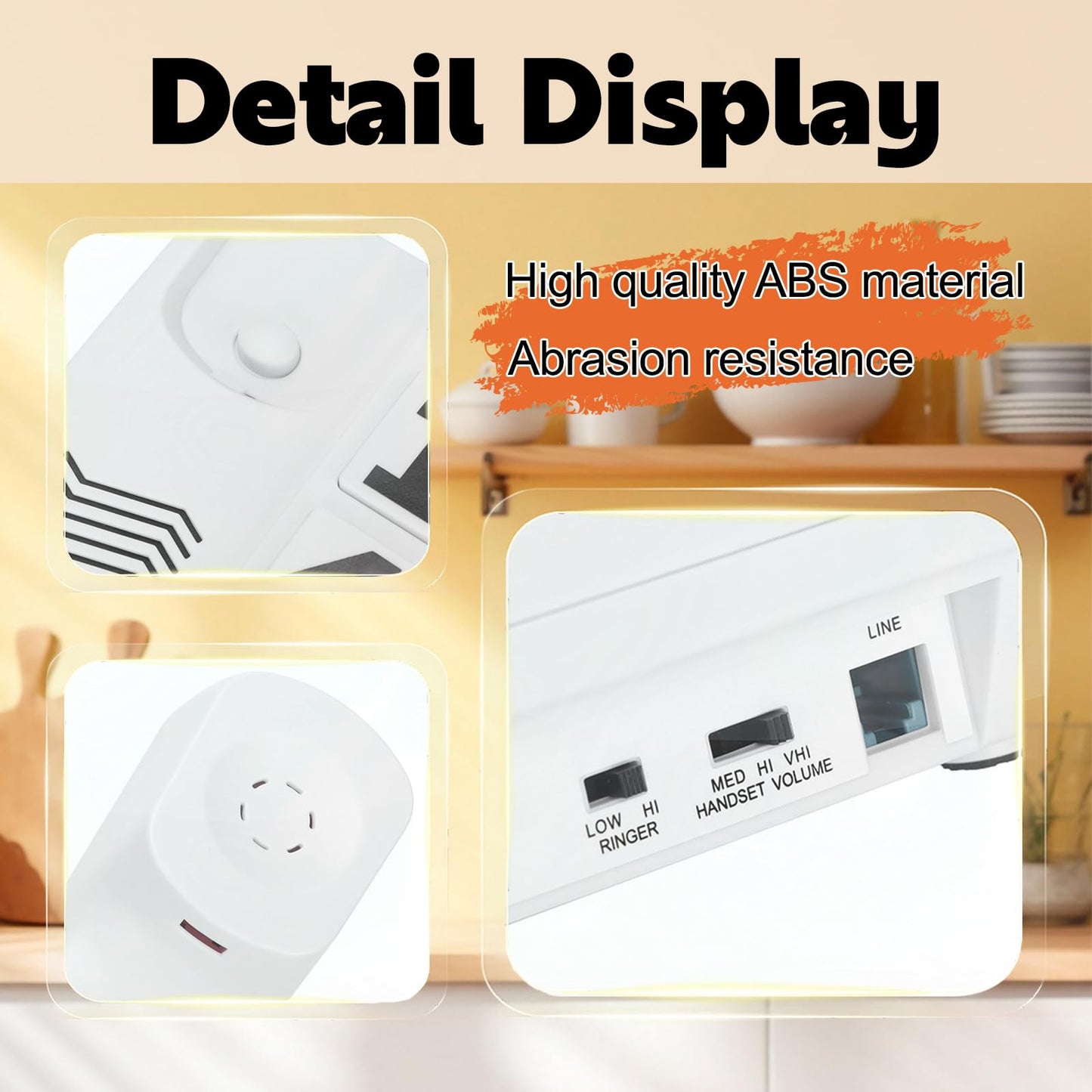 Corded Phone, Big Button Senior Landline Phones for Impaired Hearing and Vision, Ringer, Desktop Fixed Telephone for Home, Office
