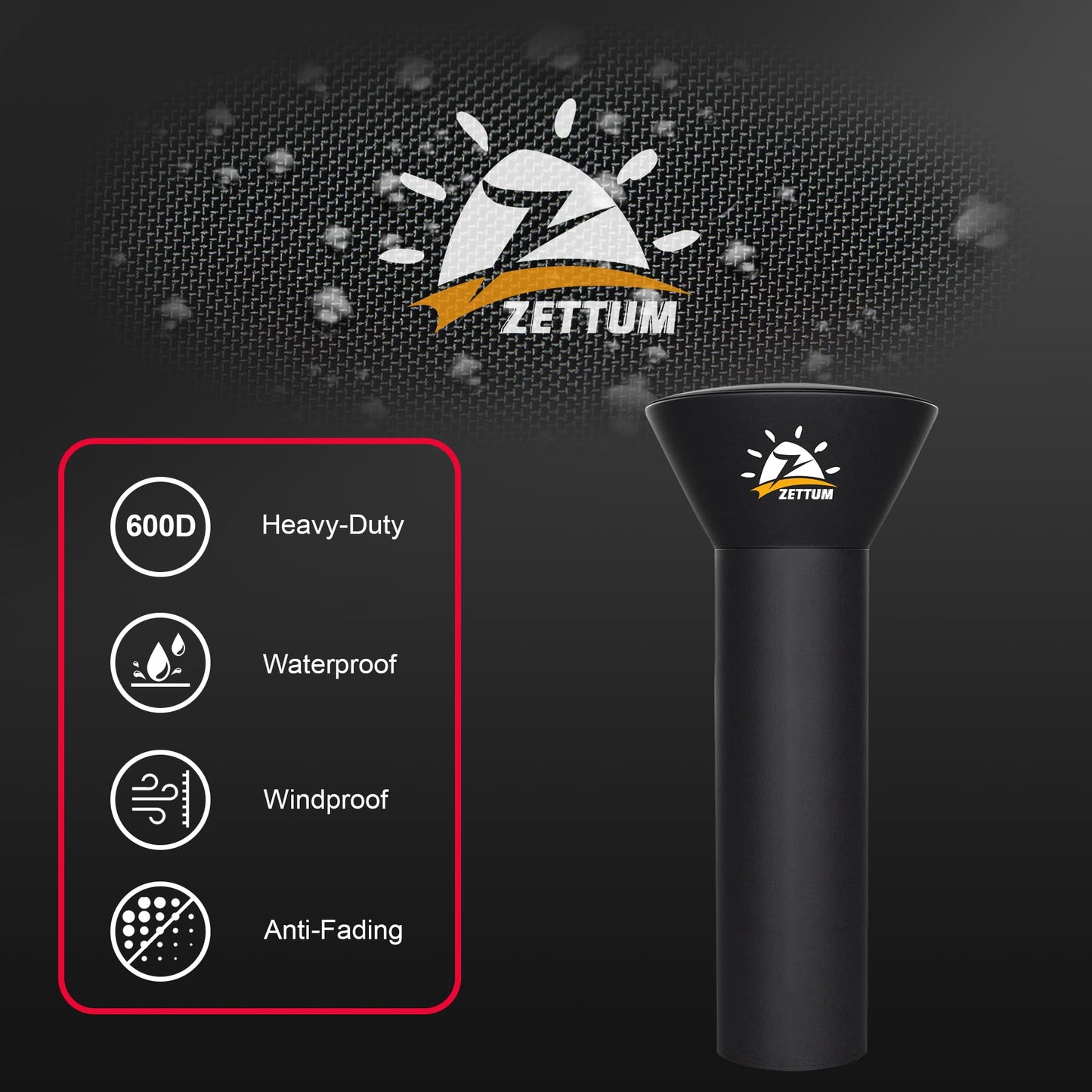 Zettum Patio Heater Covers - 600D Outdoor Heater Cover with Zipper Waterproof Heavy Duty, Propane Heat Cover for East Oak, Hampton Bay and Fire Sense (89" Height x 33" Dome x 19" Base)