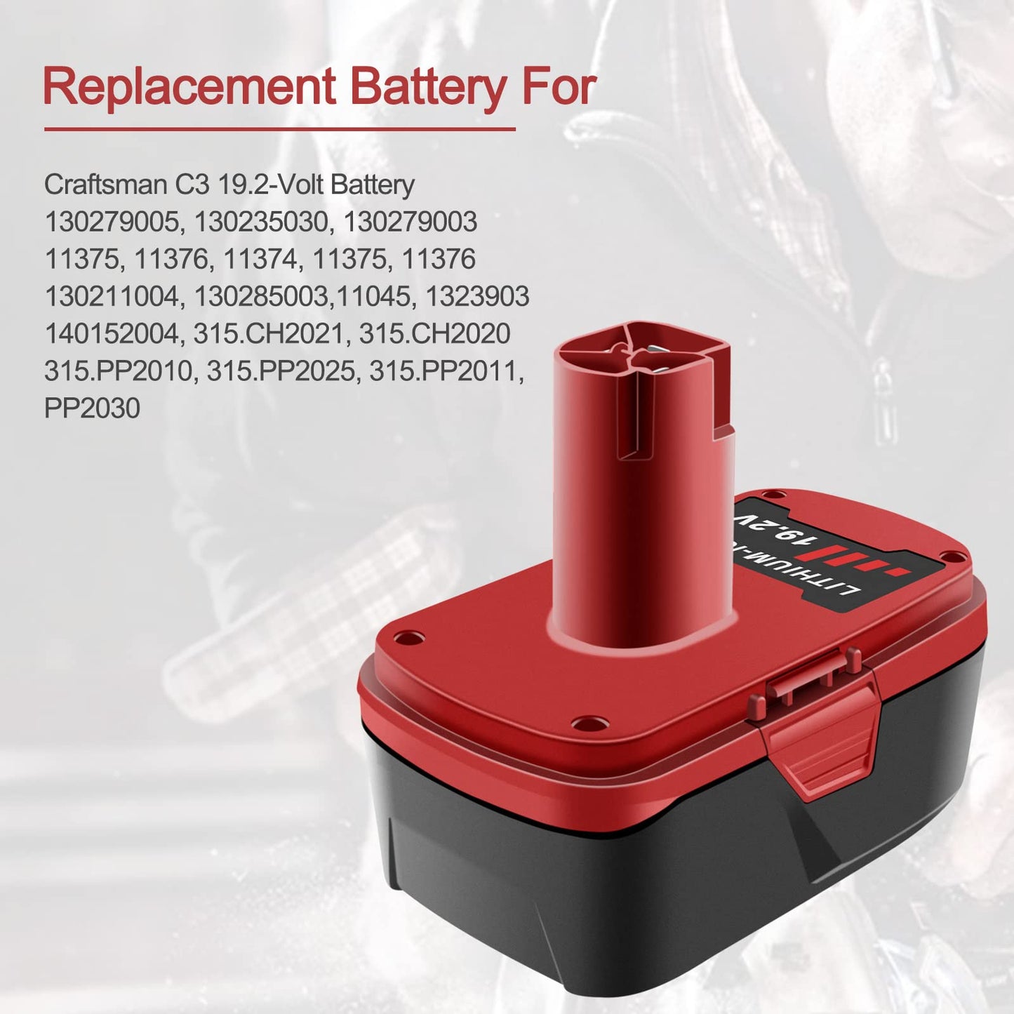 ADVTRONICS 19.2V 5.0Ah C3 Replacement Battery Compatible with Craftsman 19.2 Volt Battery 130279005 130235030 11375 11376 11045 1323903 130211004