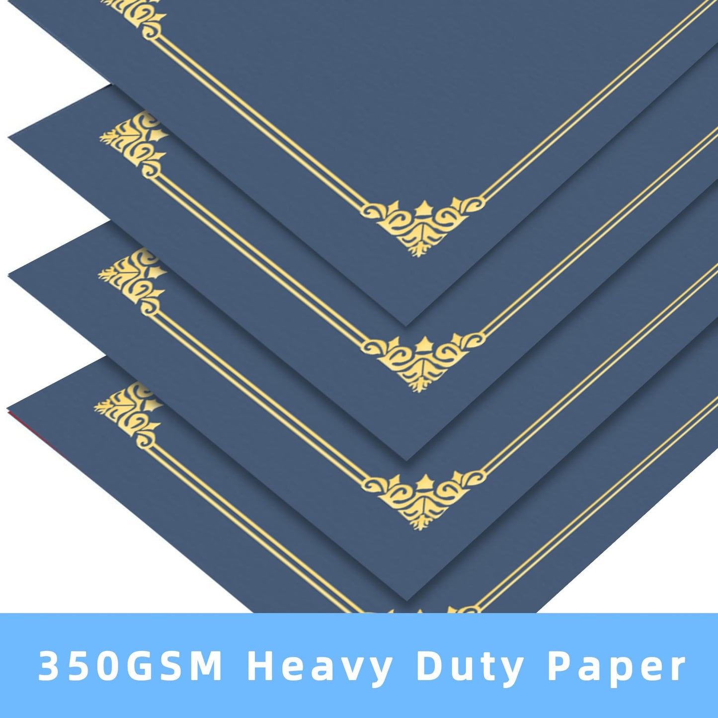 HAUTOCO 50 Pack Certificate Holders, Navy Blue Diploma Holders, Document Award Covers Certificate Folders with Gold Foil Border for 8.5x11 Letter Size