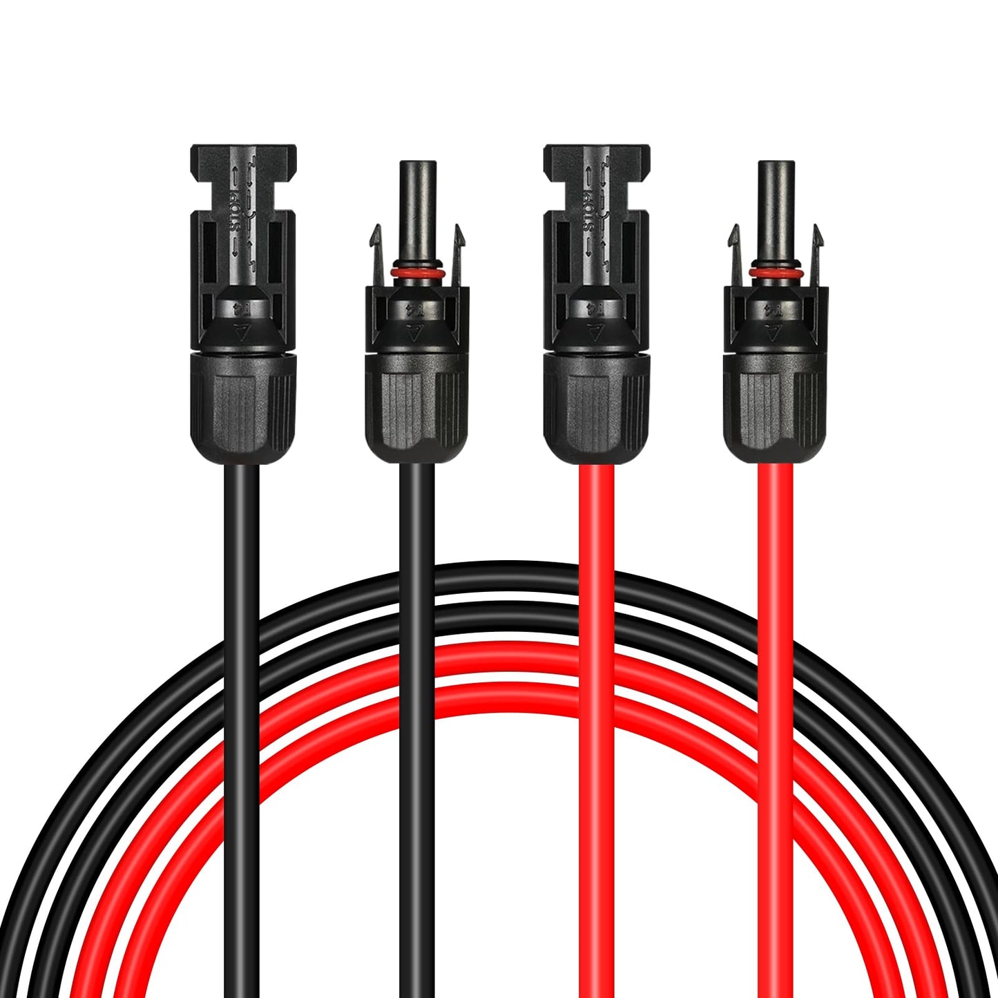 Afurkuot 50FT 10AWG Solar Extension Cable Wires, 50 Feet 10 Gauge Solar Panel Extension Wires with Female and Male Connector, 1 Pair Black + Red Solar Cable Wire 10AWG