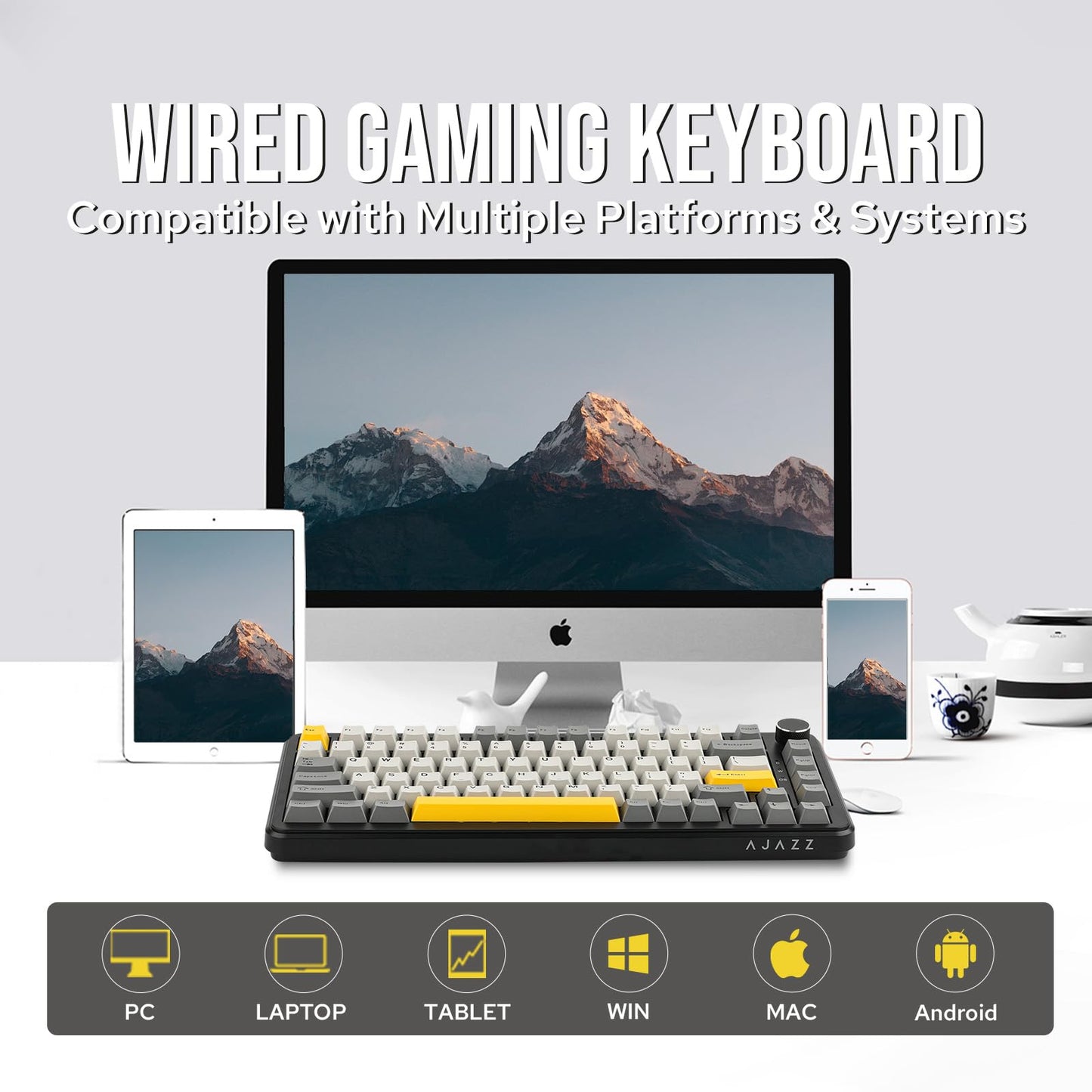 MechLands AJAZZ AK820 MAX HE Hall Effect Magnetic Gaming Keyboard, Adjustable Actuation, 8KHz Polling Rate, Wired Rapid Fast Keyboard, Creamy Gasket, RGB Backlight, NKRO for Win/Mac (Black)