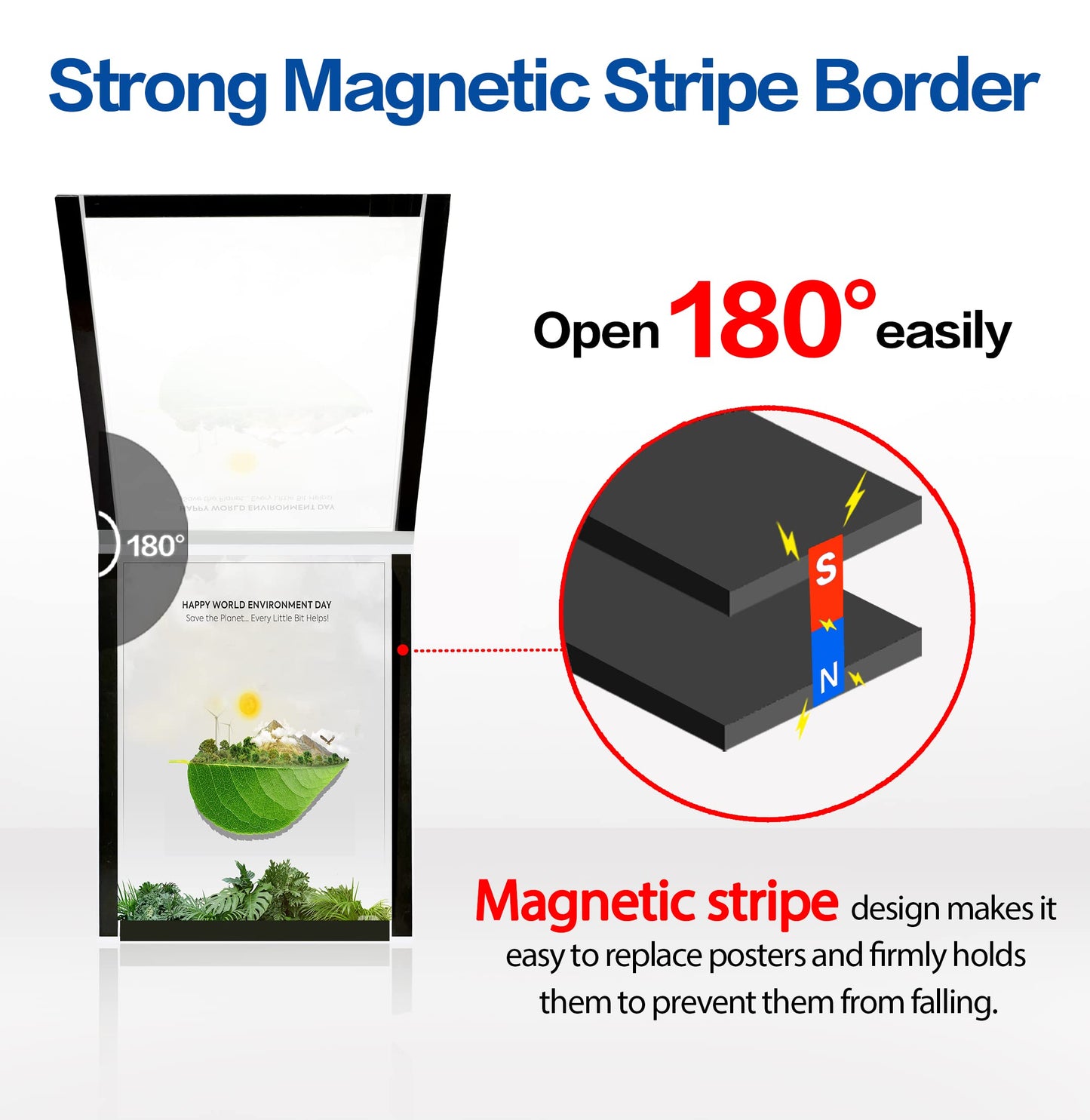 VAIIGO Acrylic Sign Holder 8.5" x 11", 10 Pack Magnetic Wall Mount Sign Holder with Tape Adhesive and Strong Magnetic Border, Acrylic Picture Display Frames for Wall, Door, Glass, Home, Store, Office