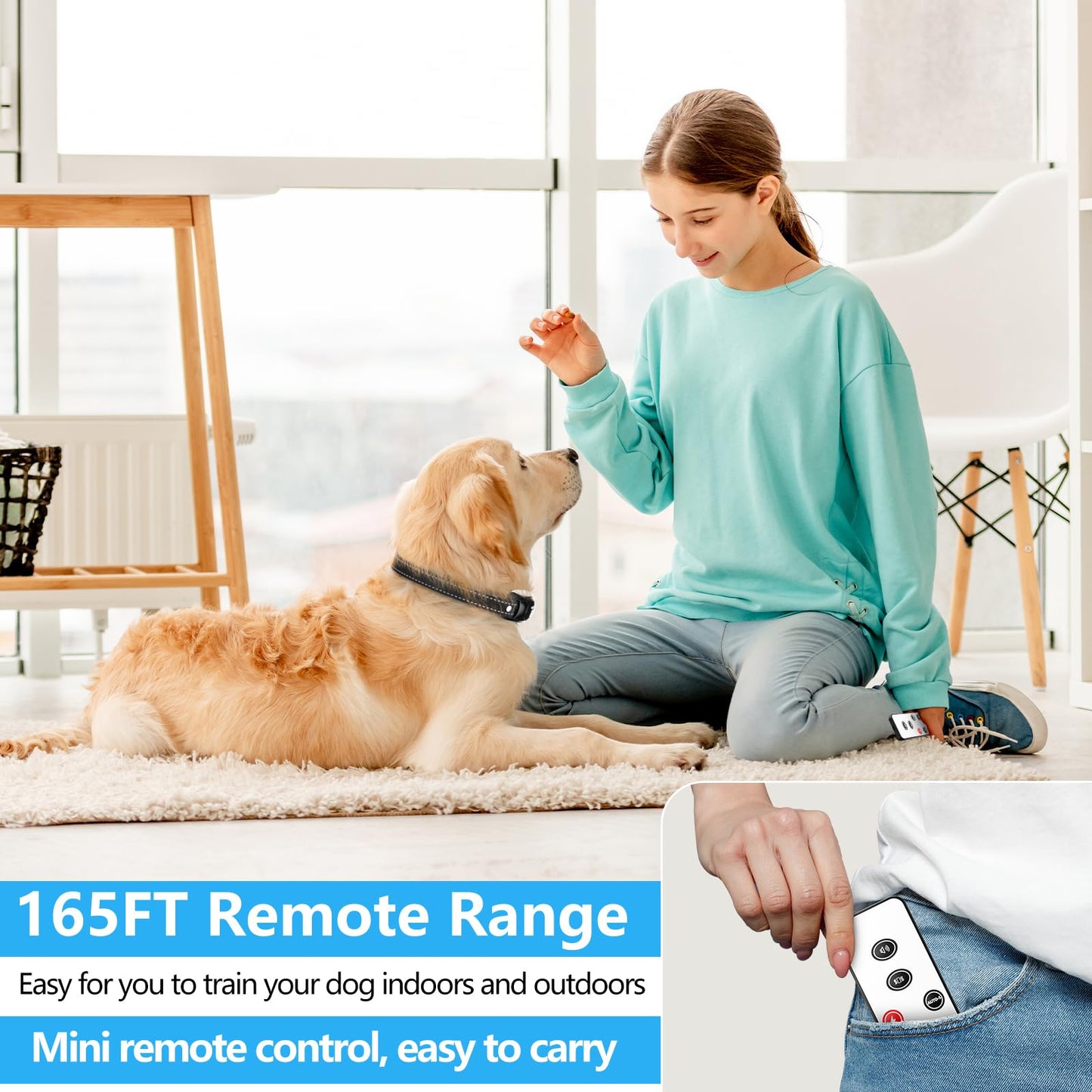 Bark Collar, Dog Training Collar with Remote, Barking Collar with 4 Modes 7 Sensitivity & 5 Sounds, IPX7 Waterproof Bark Collar for Large Medium Dog 15-120LBS